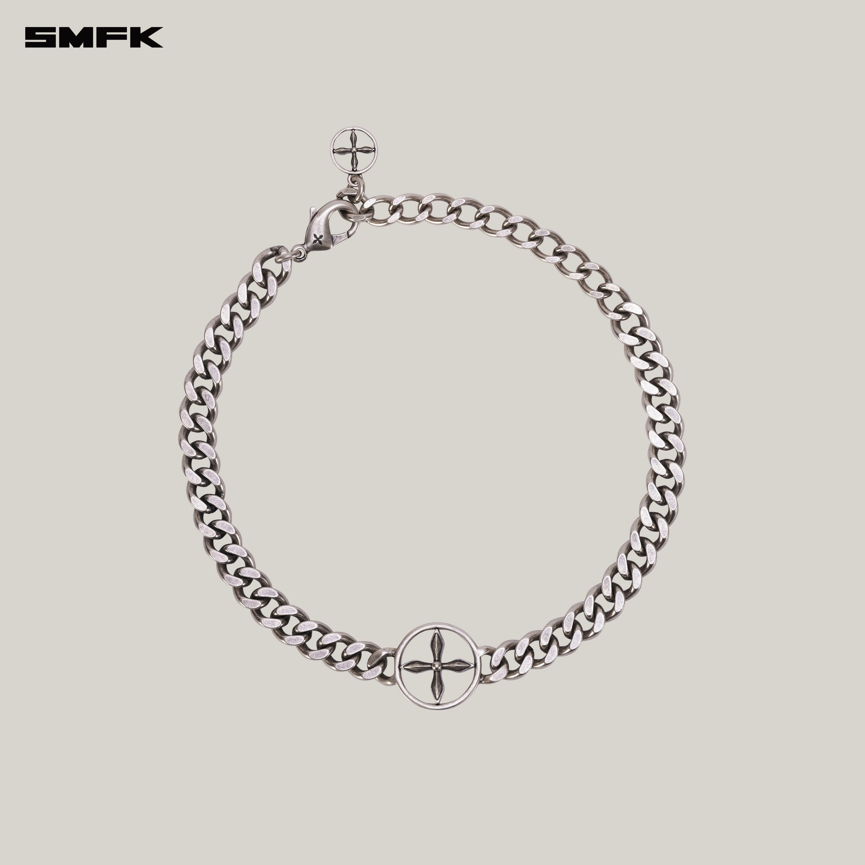 COMPASS ORIGINAL BADGE METAL NECKLACE ANTIQUE SILVER