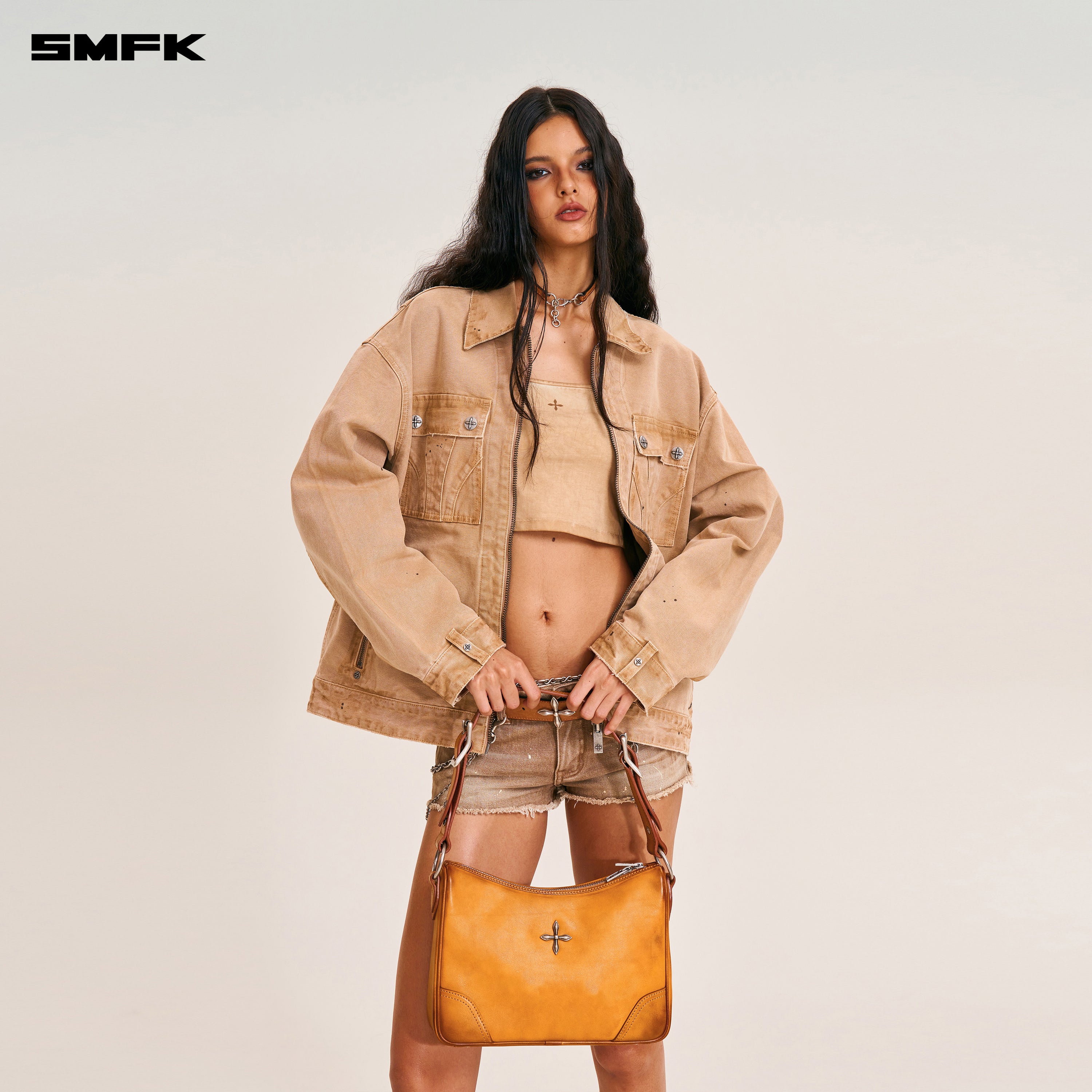 와일드 오리진 가죽 숄더백/중간 프레리 브라운 핸드 러빙