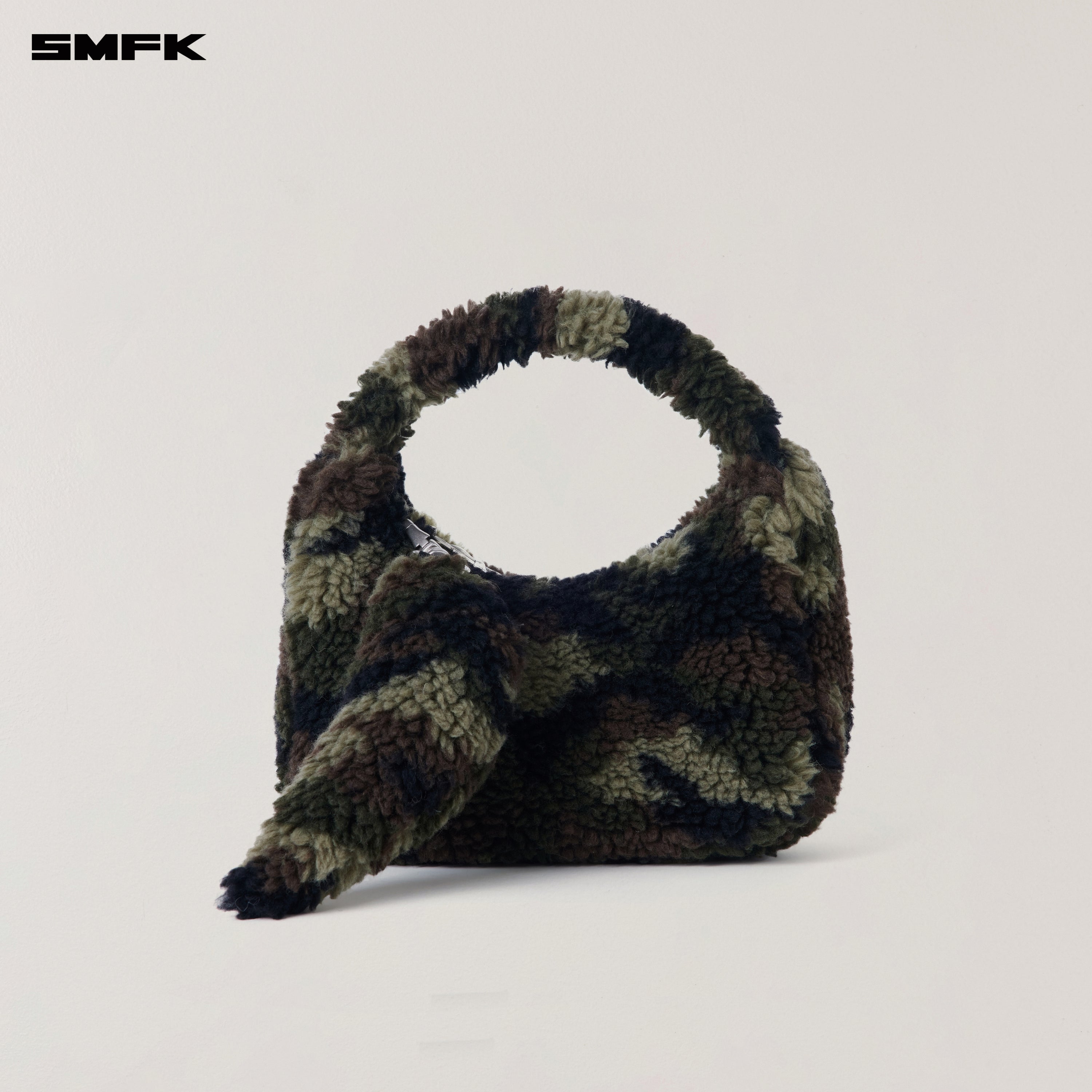 COMPASS COBBLE WOOL JACQUARD CAMO FURRY BAG/SMALL ARMY GREEN CAMOUFLAGE