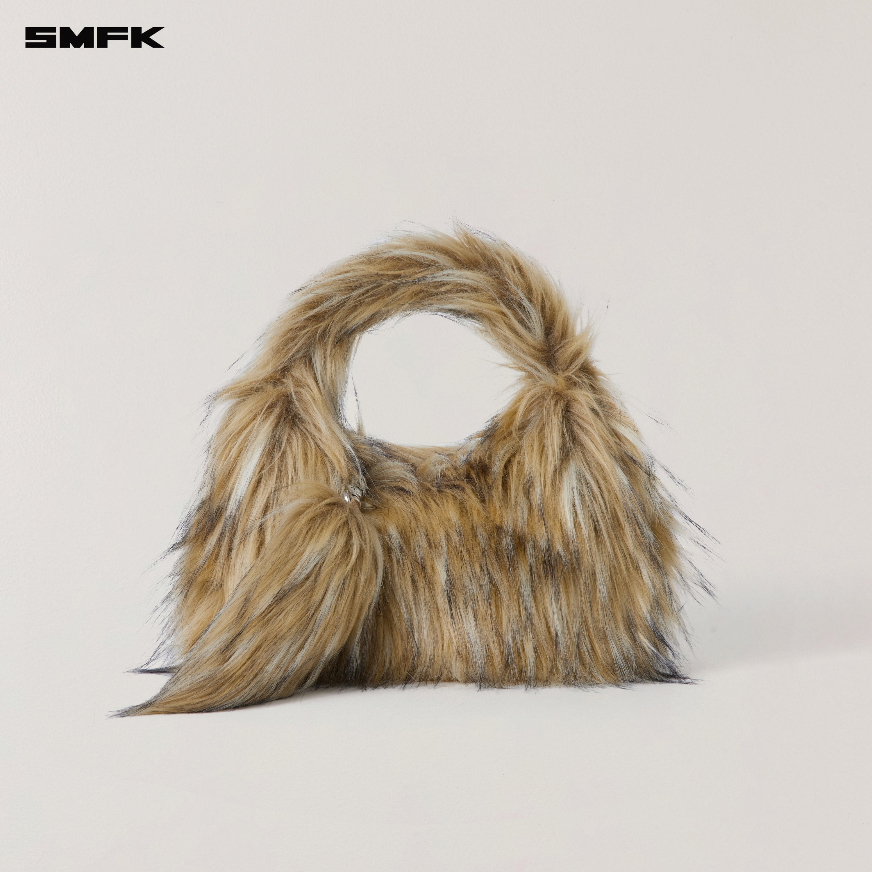 COMPASS COBBLE FURRY BAG/SMALL WOLF BROWN