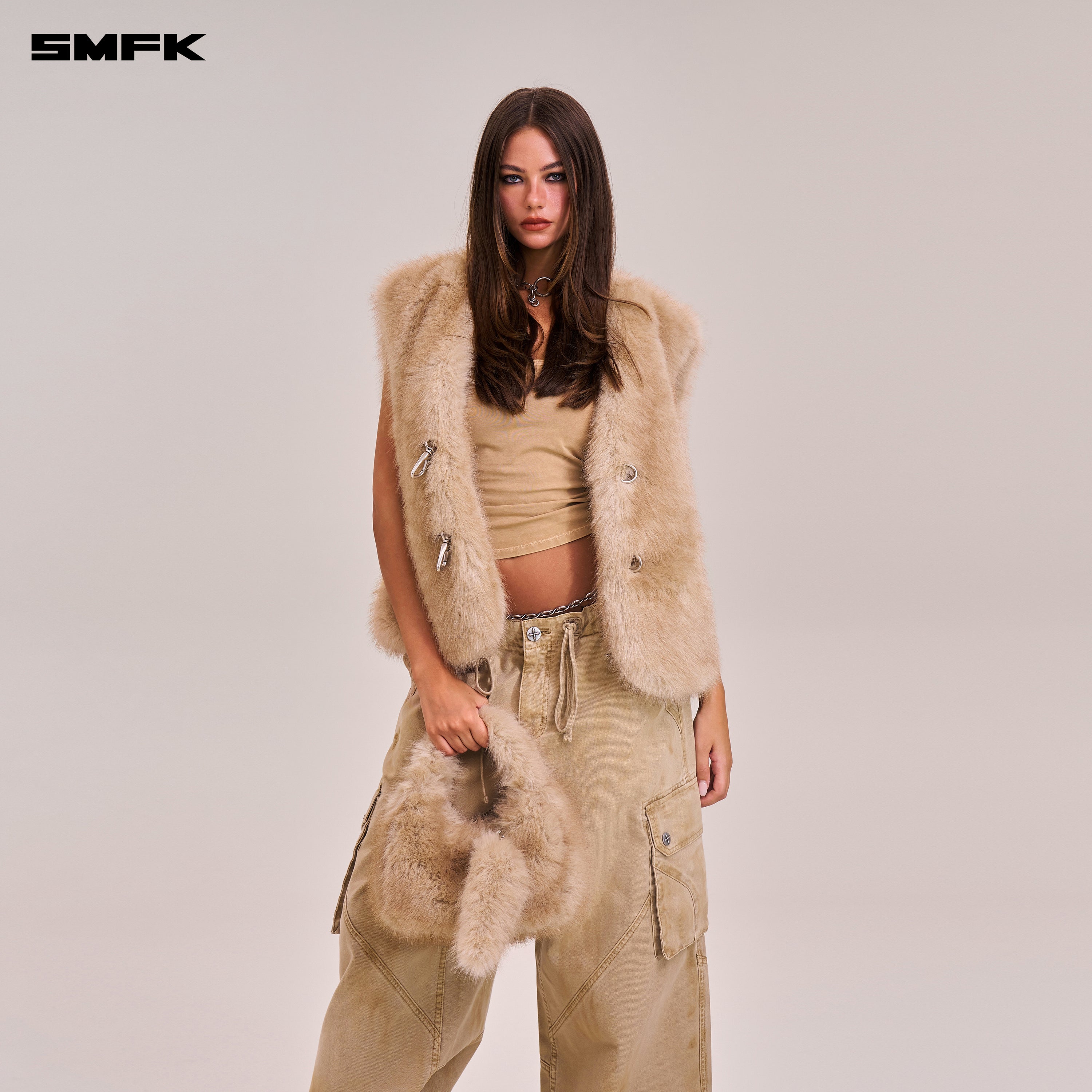 COMPASS COBBLE FURRY BAG/SMALL SAND