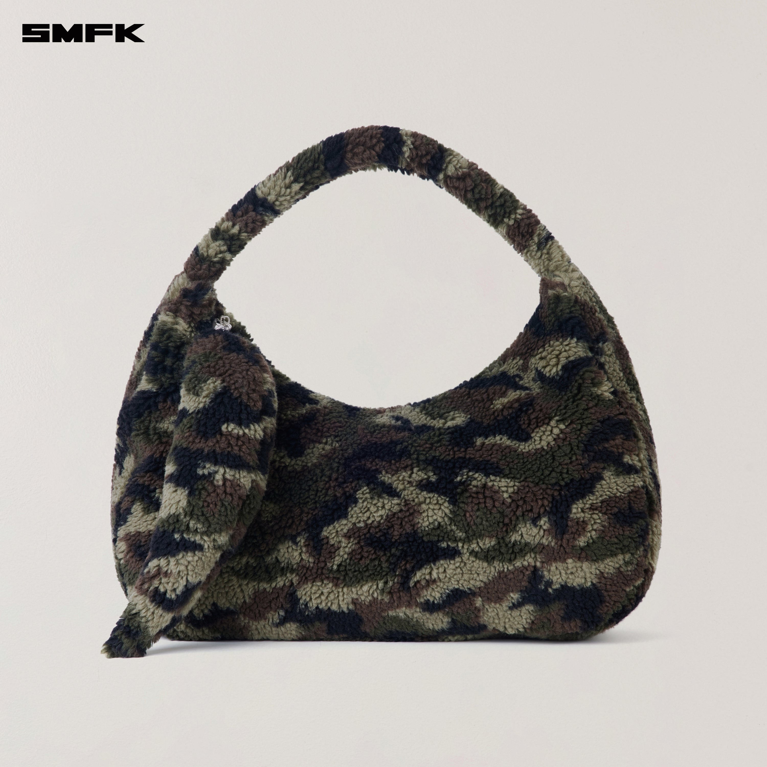 COMPASS COBBLE WOOL JACQUARD CAMO FURRY BAG/LARGE ARMY GREEN CAMOUFLAGE