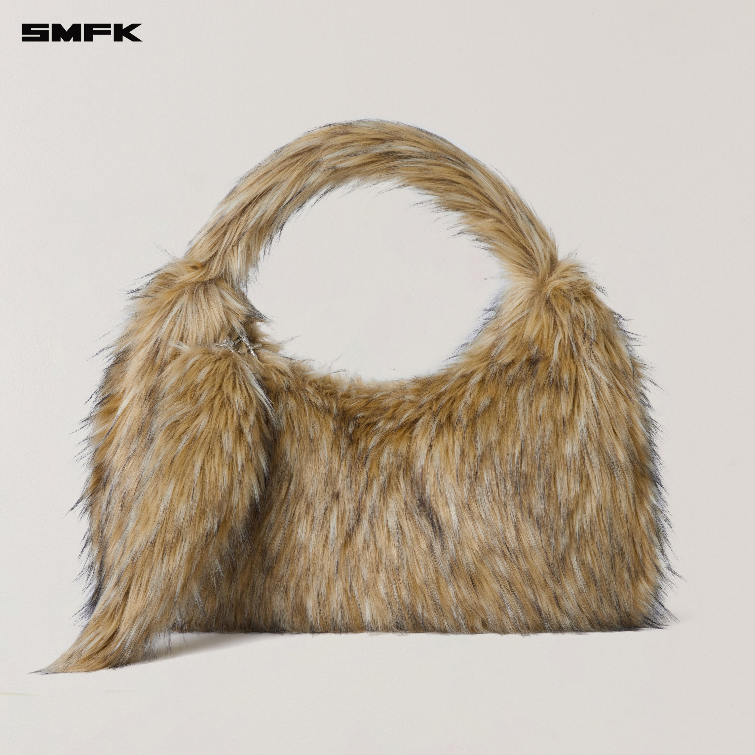 COMPASS COBBLE FURRY BAG/LARGE WOLF BROWN