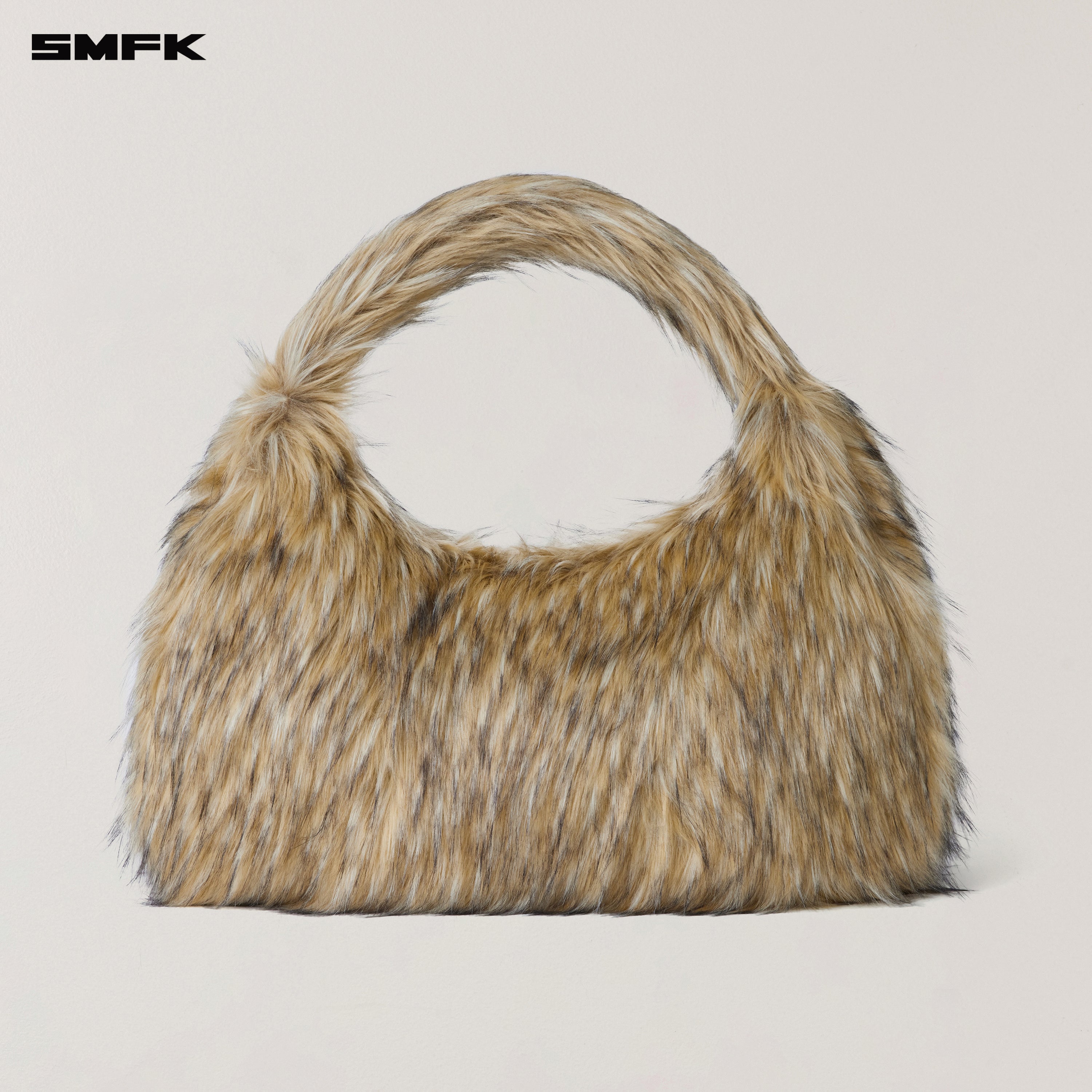 COMPASS COBBLE FURRY BAG/LARGE WOLF BROWN