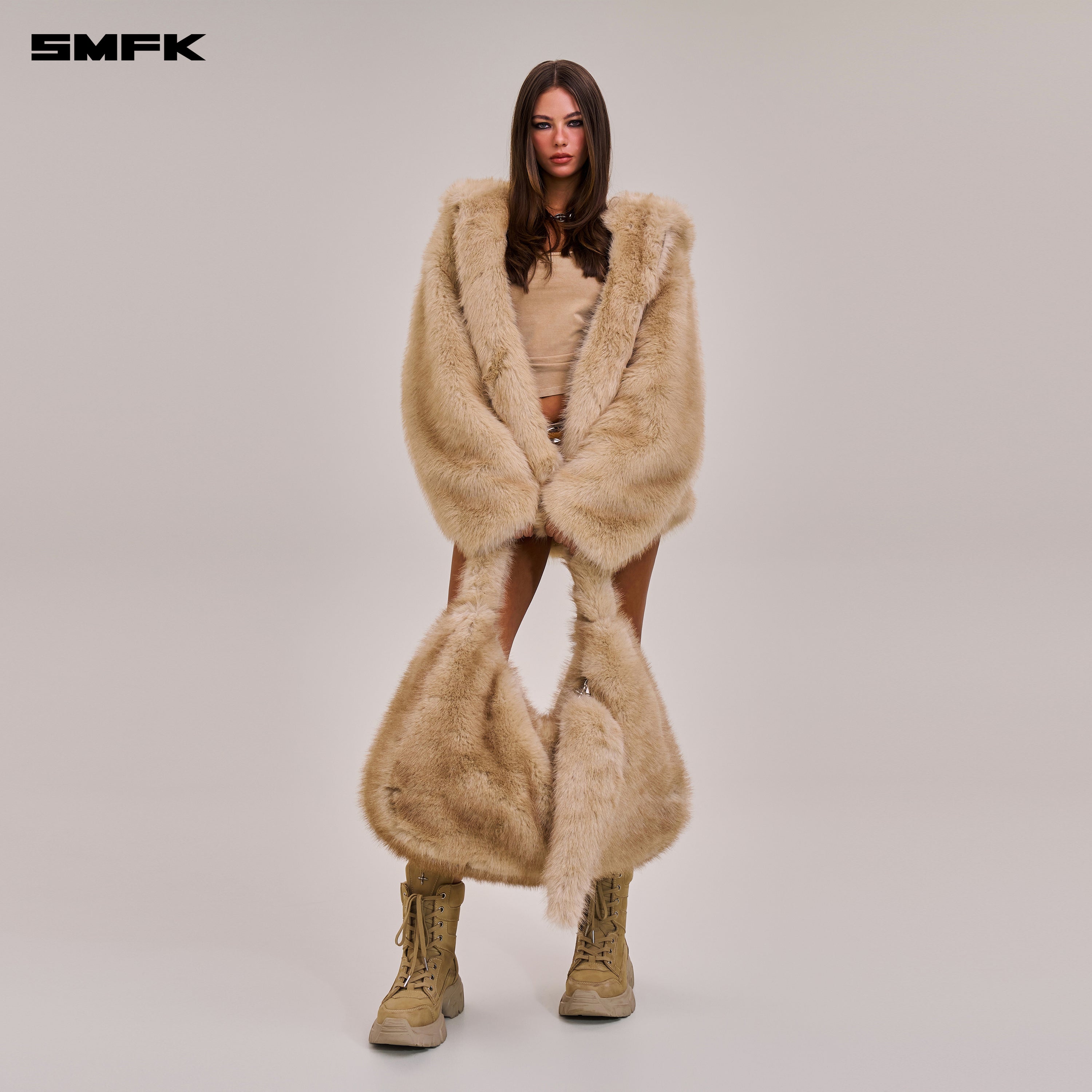 COMPASS COBBLE FURRY BAG/LARGE SAND