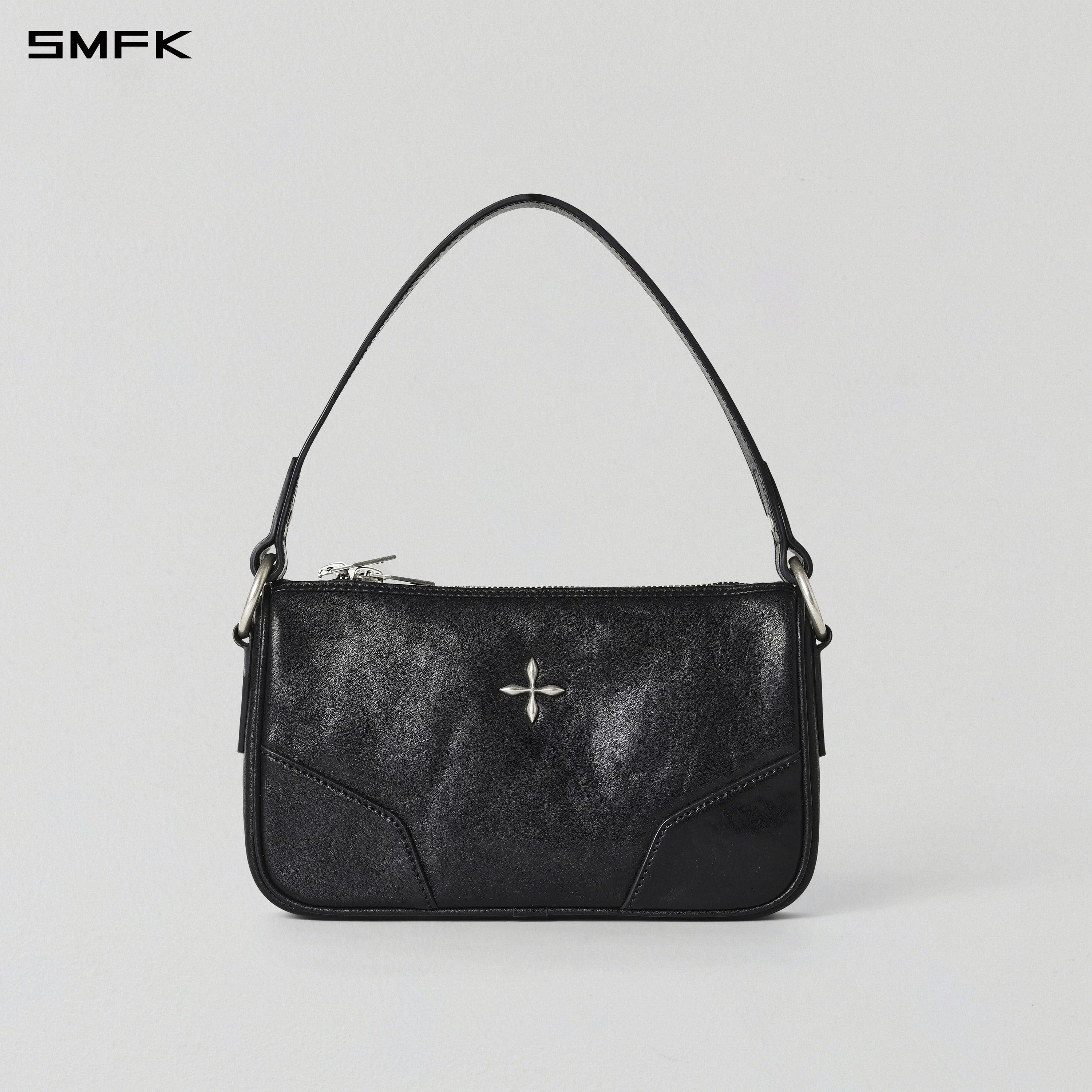 CORE CLASSIC LEATHER SHOULDER BAG/MID WILD BLACK