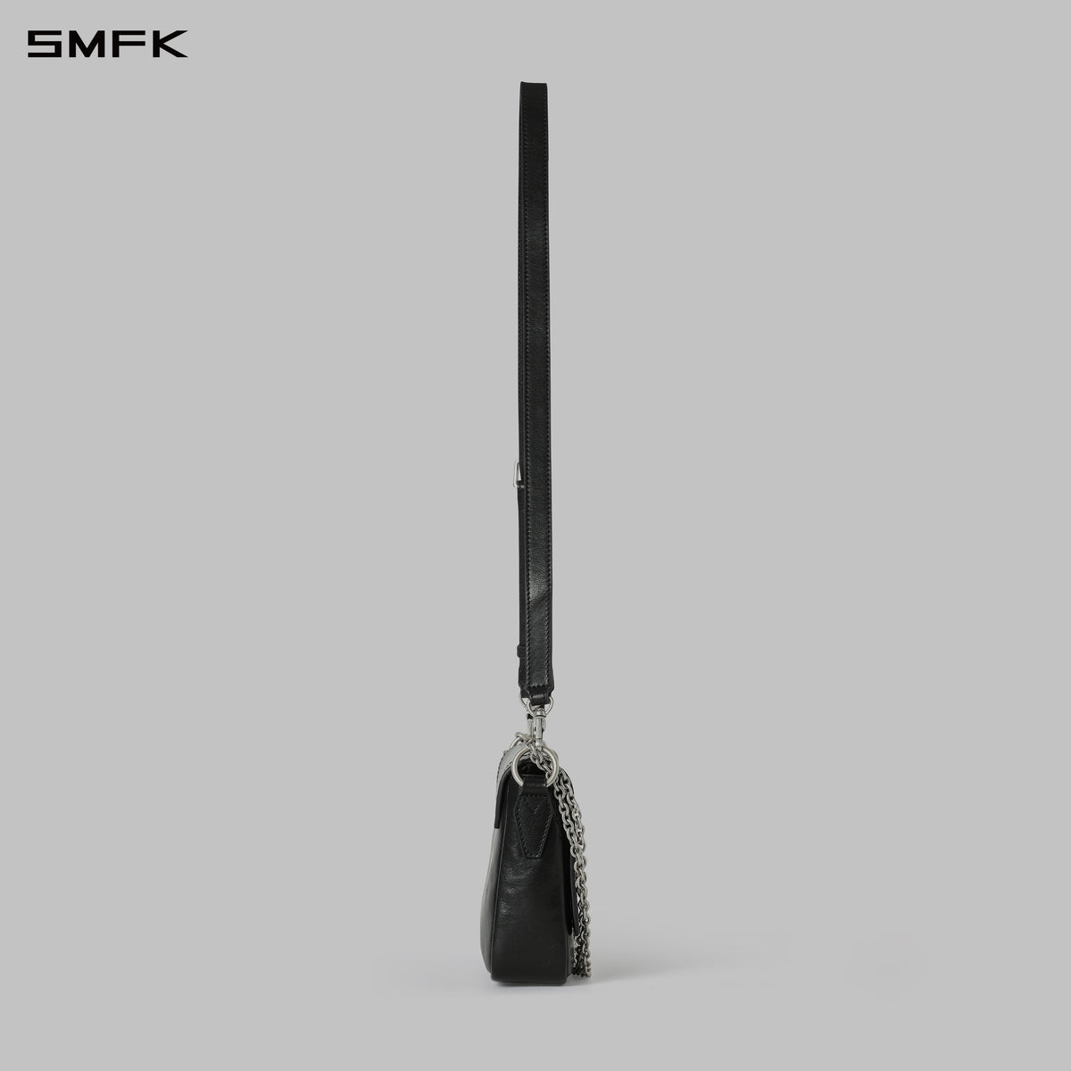 CORE CLASSIC  LEATHER FLAP SHOULDER CHAIN BAG/MEDUIM WILD BLACK