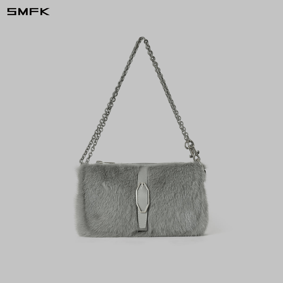 SLEEK LIGHTWEIGHT MINIMALIST PRISM PIN BUCKLE CHAIN BAG/SMALL GLACIER GREY