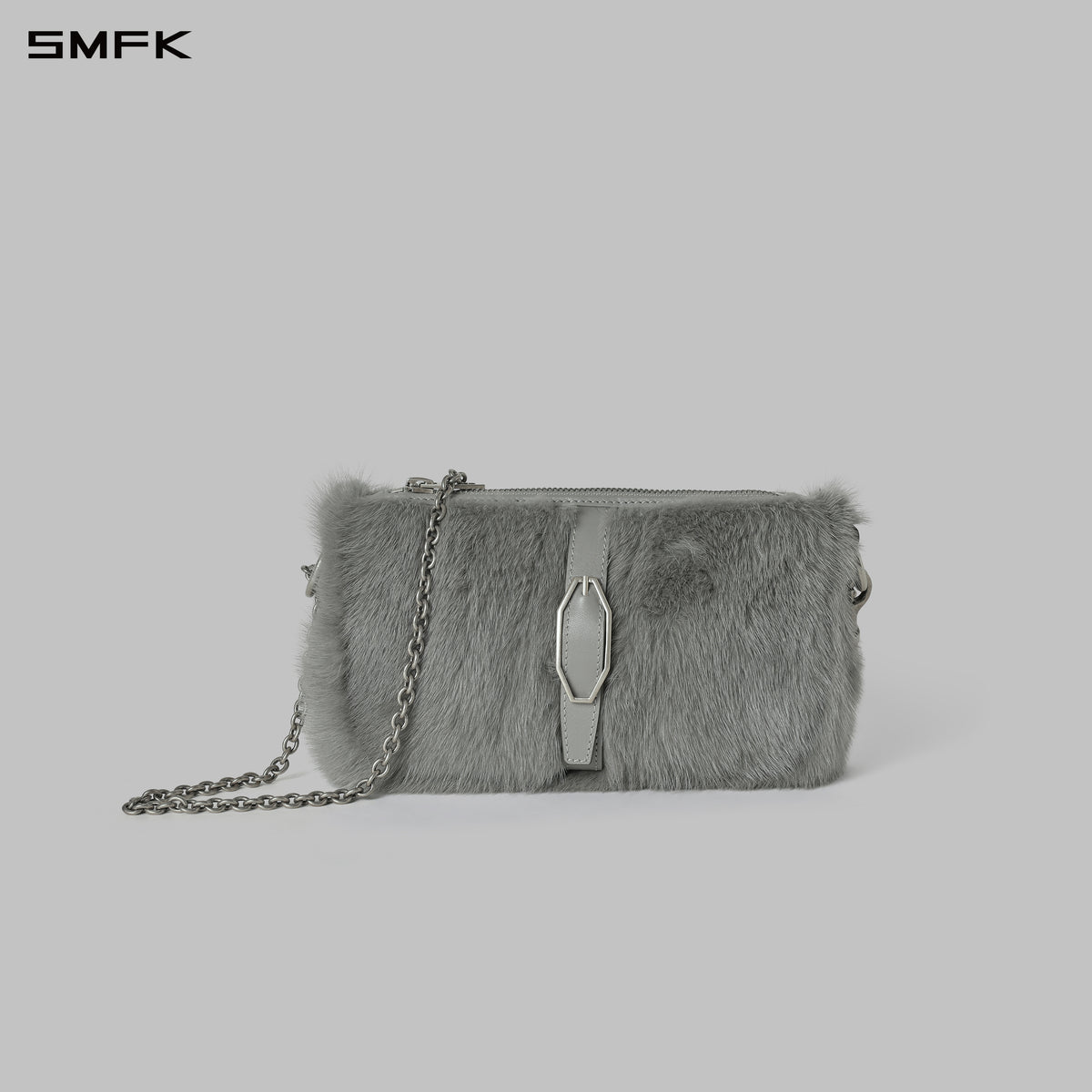 SLEEK LIGHTWEIGHT MINIMALIST PRISM PIN BUCKLE CHAIN BAG/SMALL GLACIER GREY