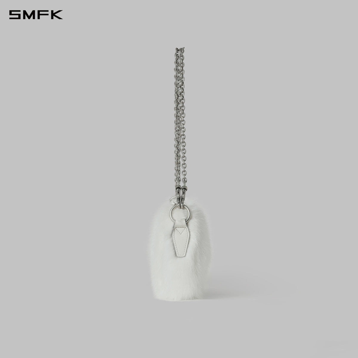 SLEEK LIGHTWEIGHT MINIMALIST PRISM PIN BUCKLE CHAIN BAG/SMALL ASHEN WHITE