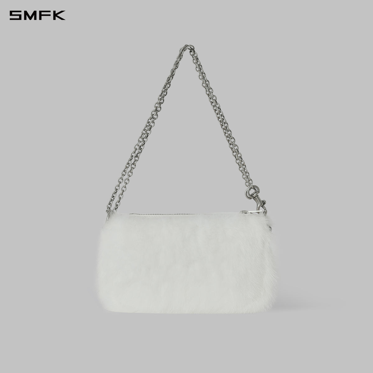 SLEEK LIGHTWEIGHT MINIMALIST PRISM PIN BUCKLE CHAIN BAG/SMALL ASHEN WHITE