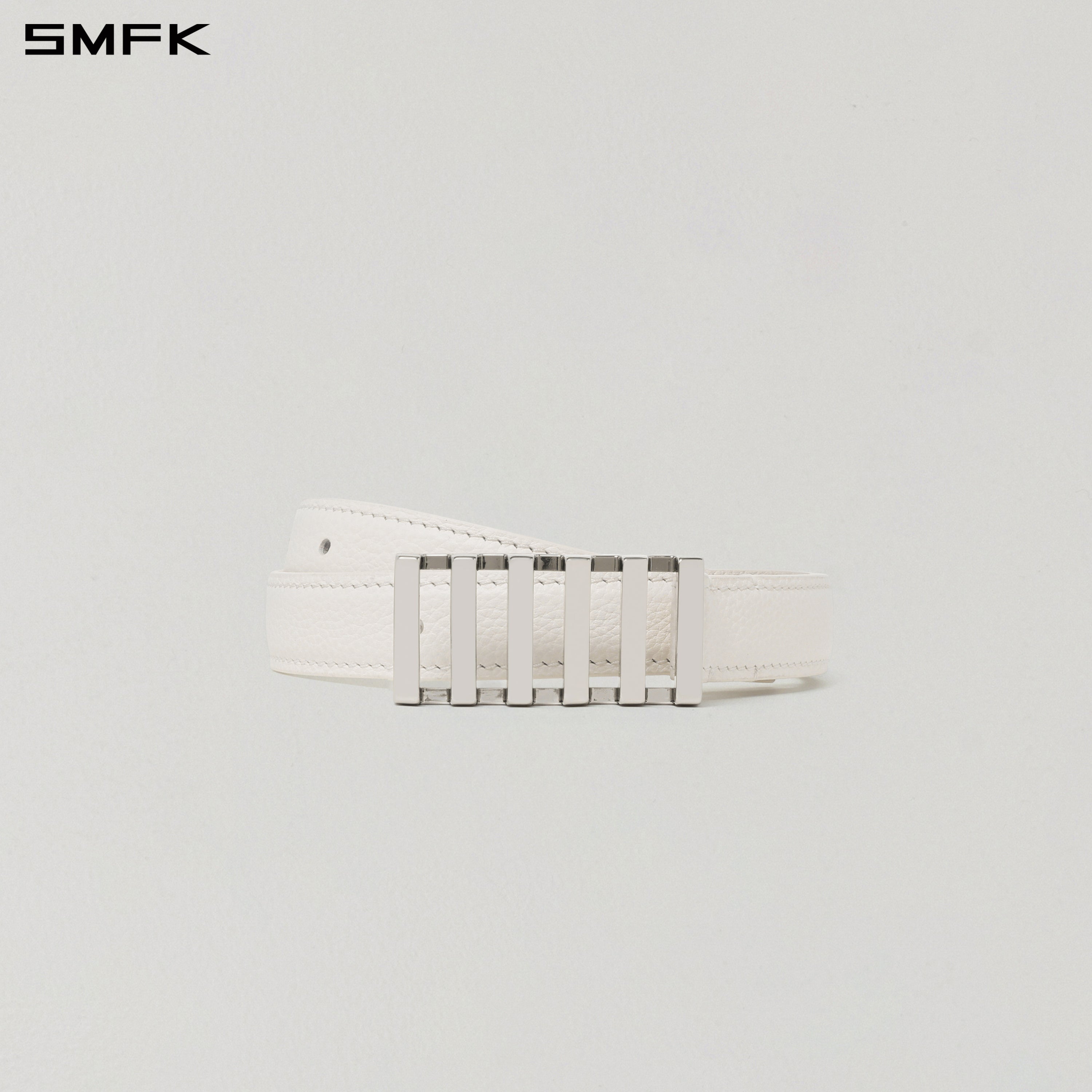 PIANO METAL LEATHER THIN BELT/LEATHER SNOW WHITE
