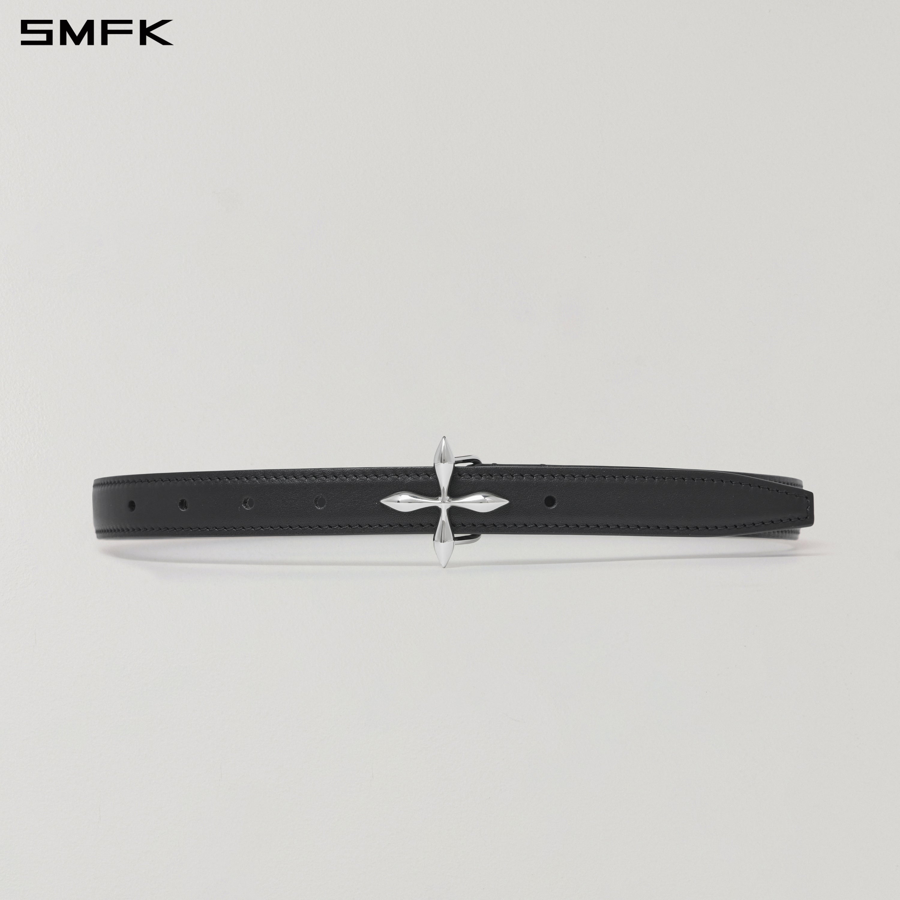 MIRAGE COMPASS LEATHER THIN BELT/LEATHER WILD BLACK