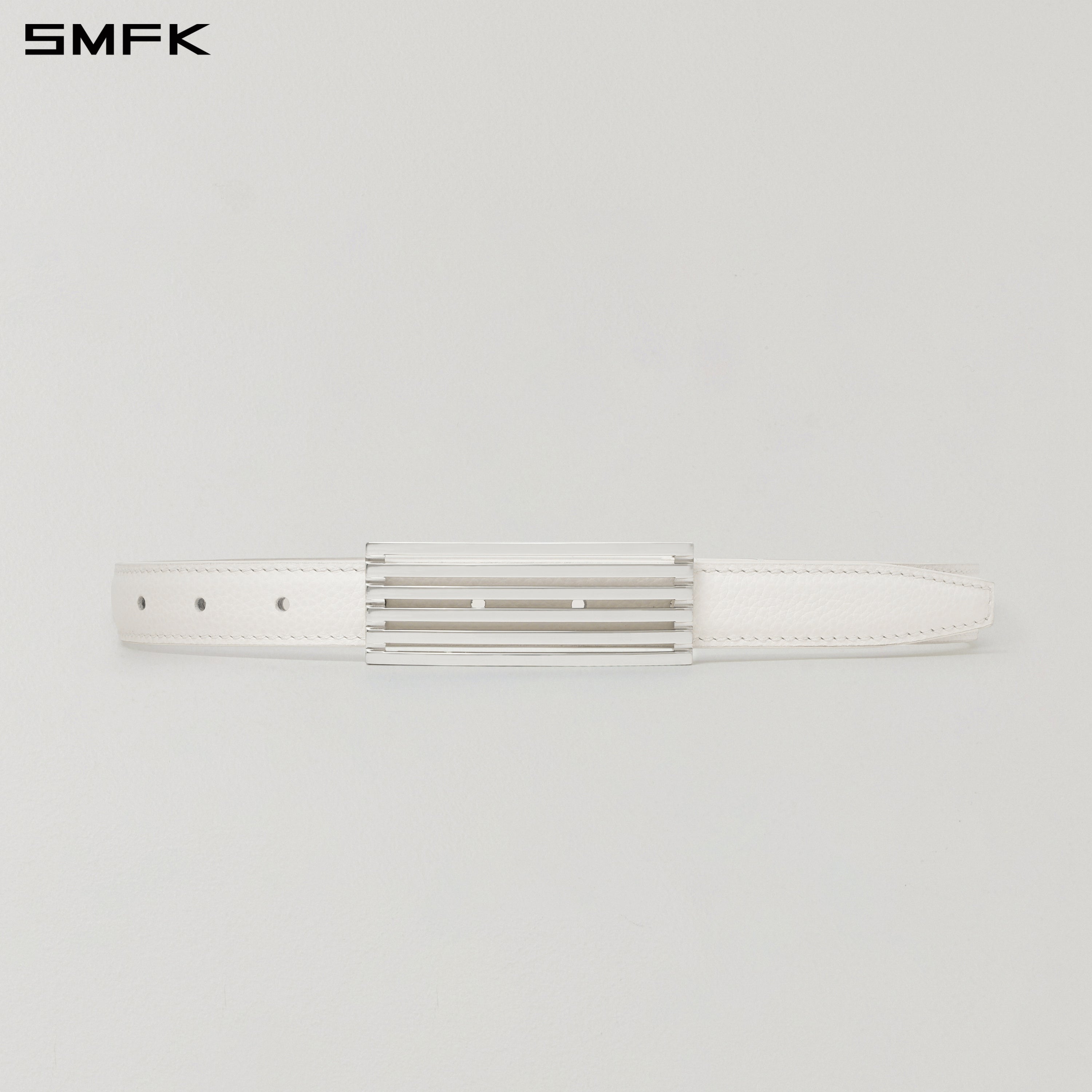 REFLECTION METAL LEATHER THIN BELT/LEATHER SNOW WHITE