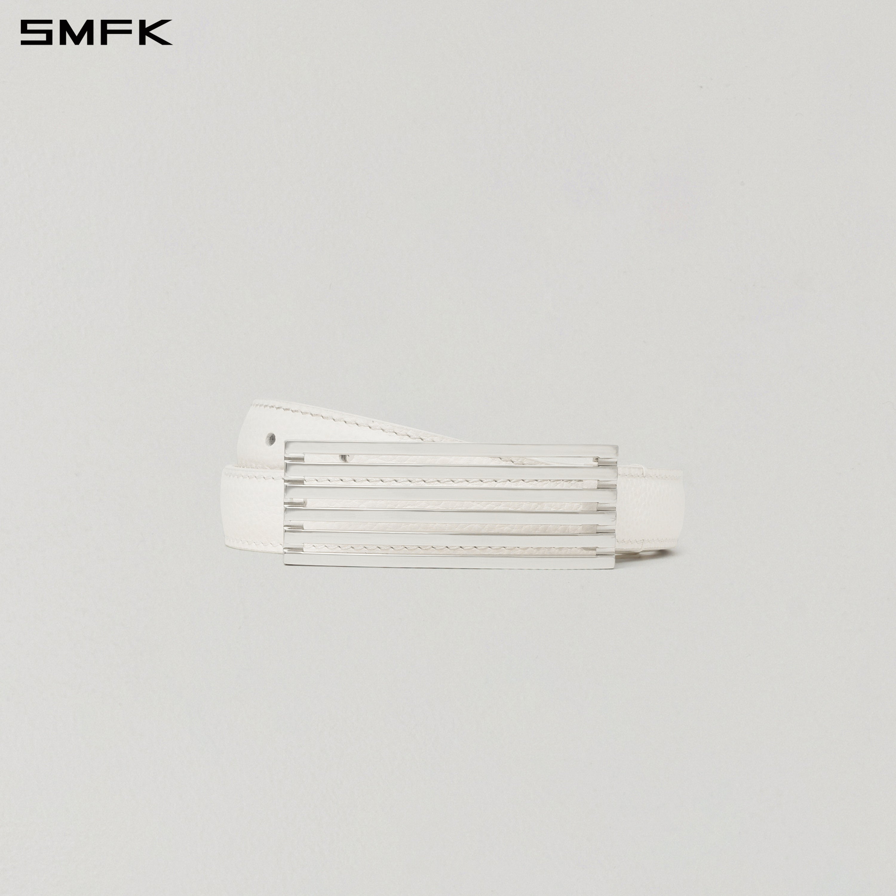 REFLECTION METAL LEATHER THIN BELT/LEATHER SNOW WHITE