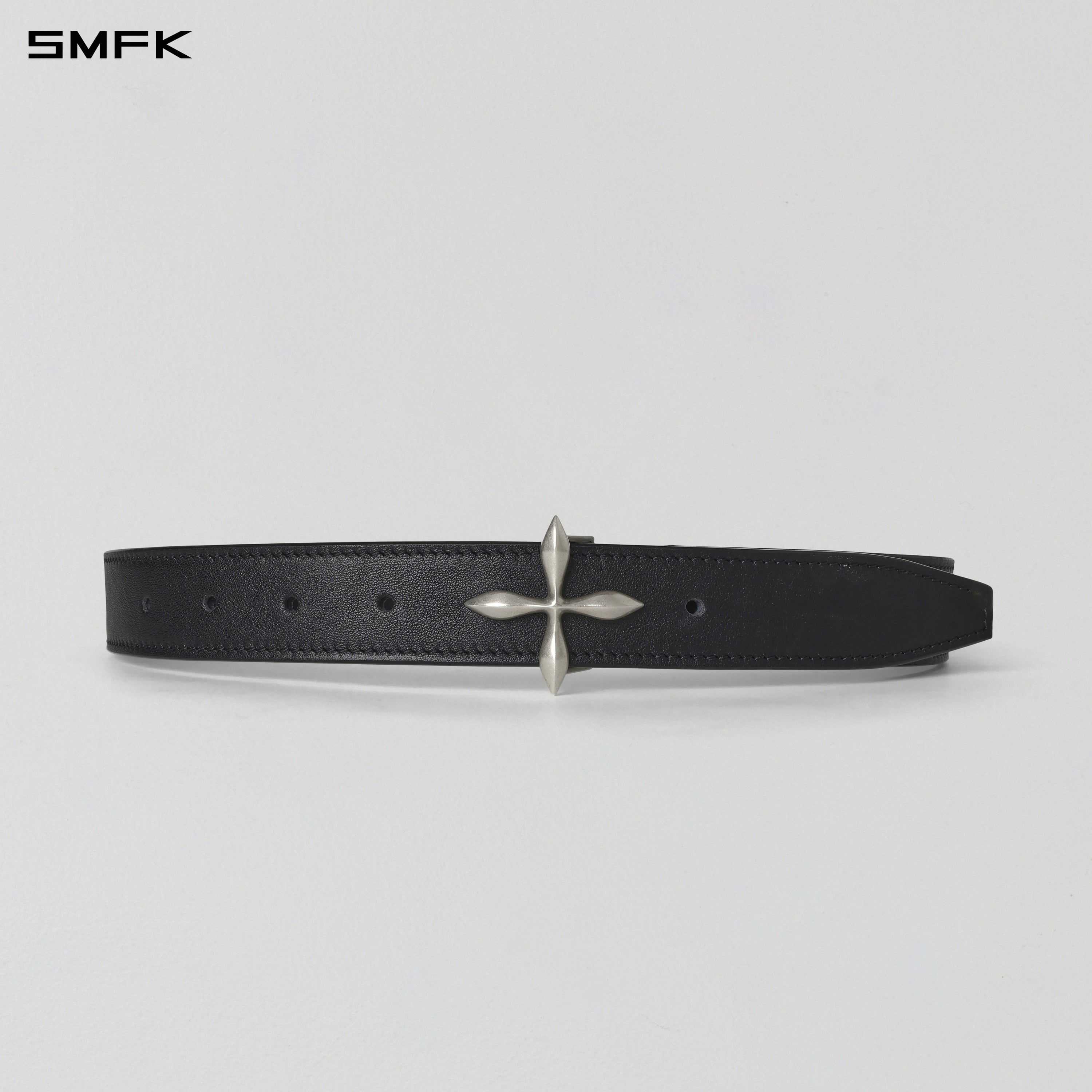 COMPASS LEATHER BELT/COW LEATHER/U WILD BLACK