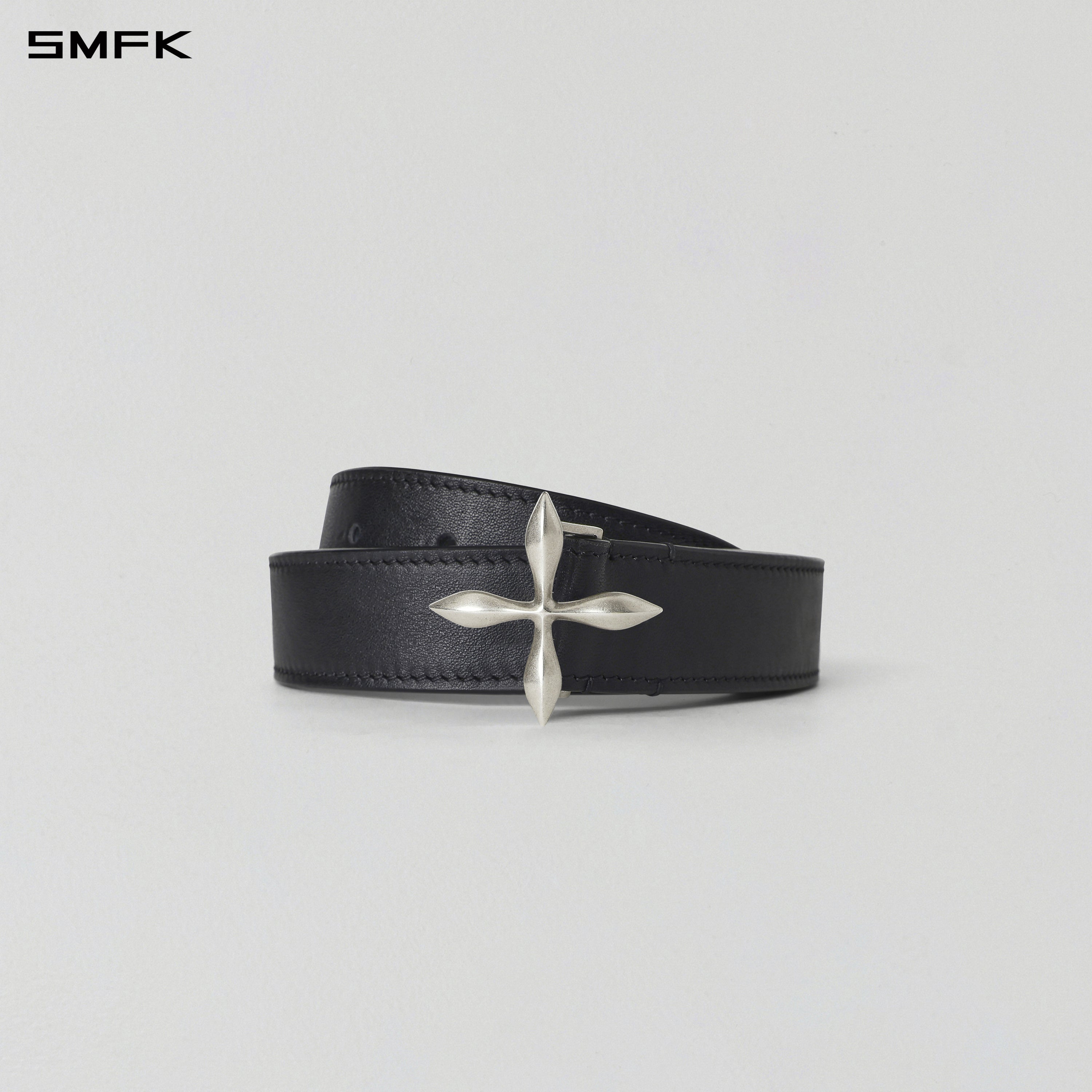 COMPASS LEATHER BELT/COW LEATHER/U WILD BLACK