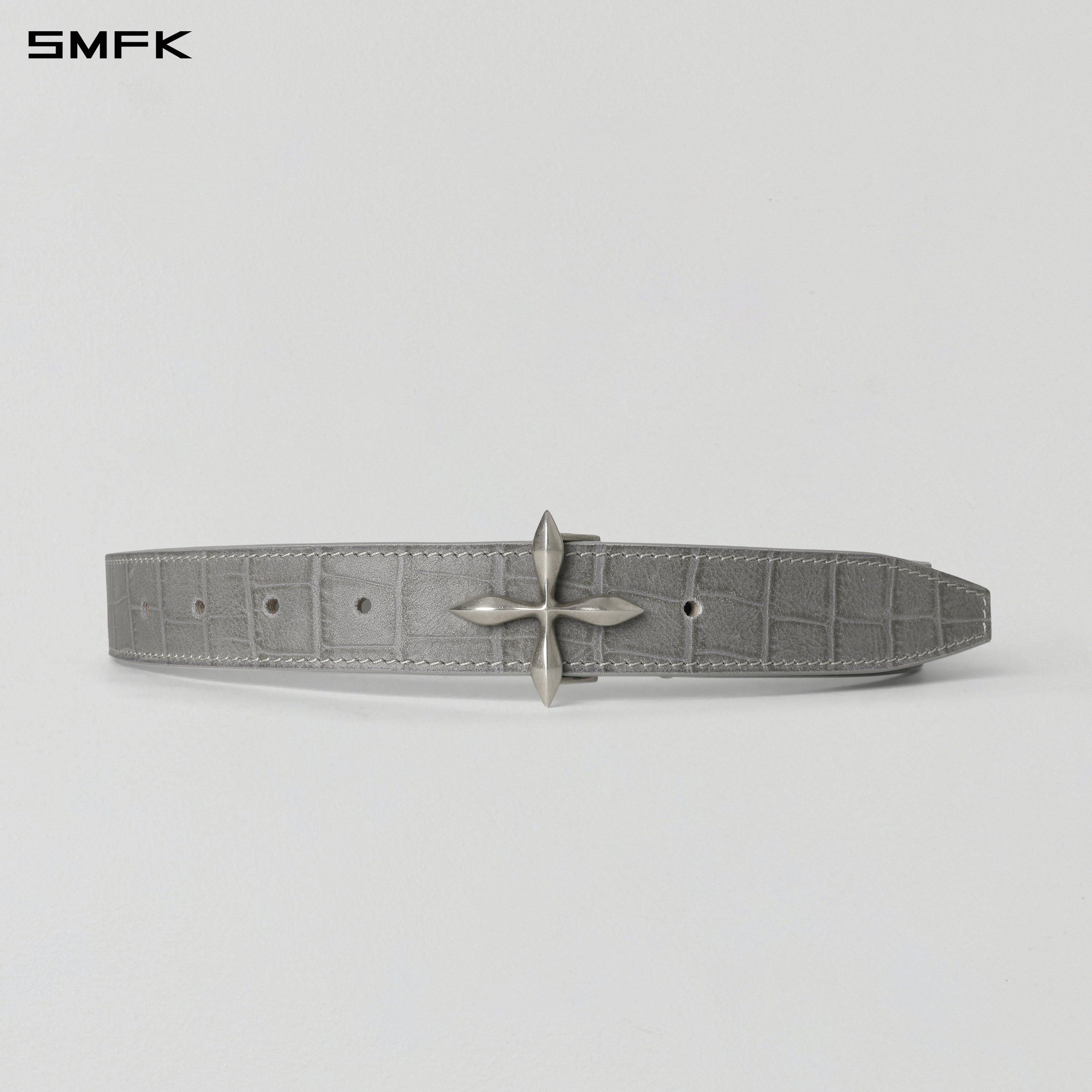 COMPASS LEATHER BELT/COW LEATHER/U CROC GREY