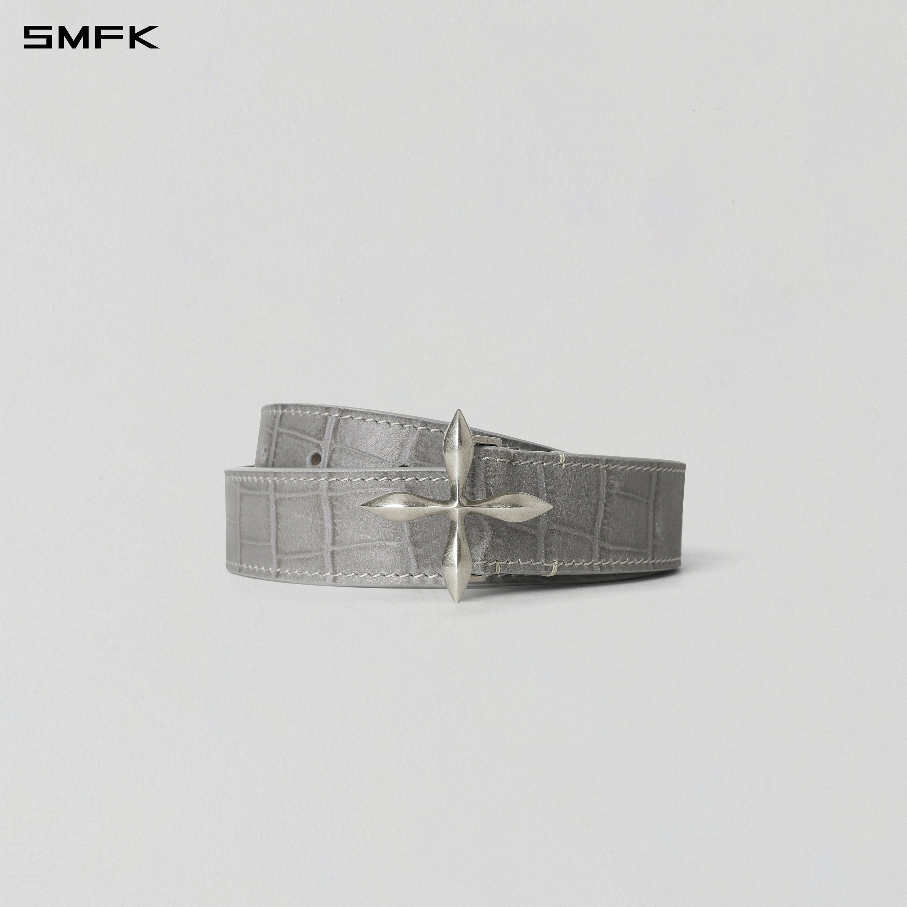COMPASS LEATHER BELT/COW LEATHER/U CROC GREY