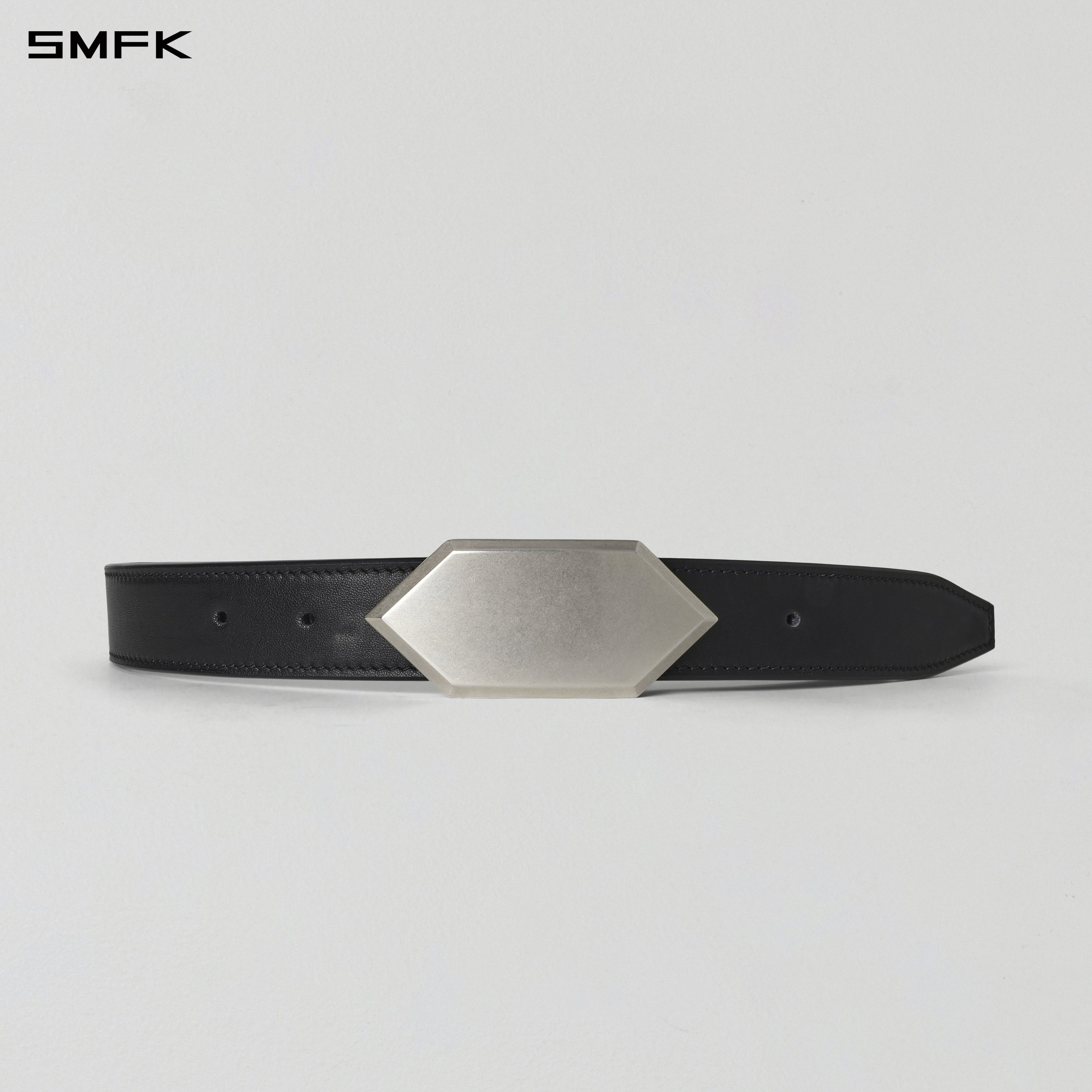 CRYSTAL LEATHER BELT/ COW LEATHER/U INK BLACK