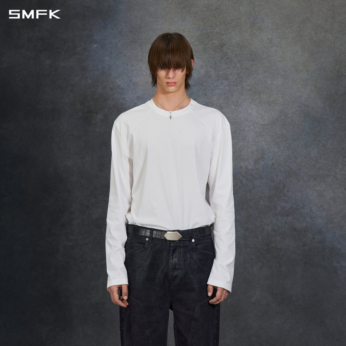 CRYSTAL LEATHER BELT/ COW LEATHER/U CROC BLACK