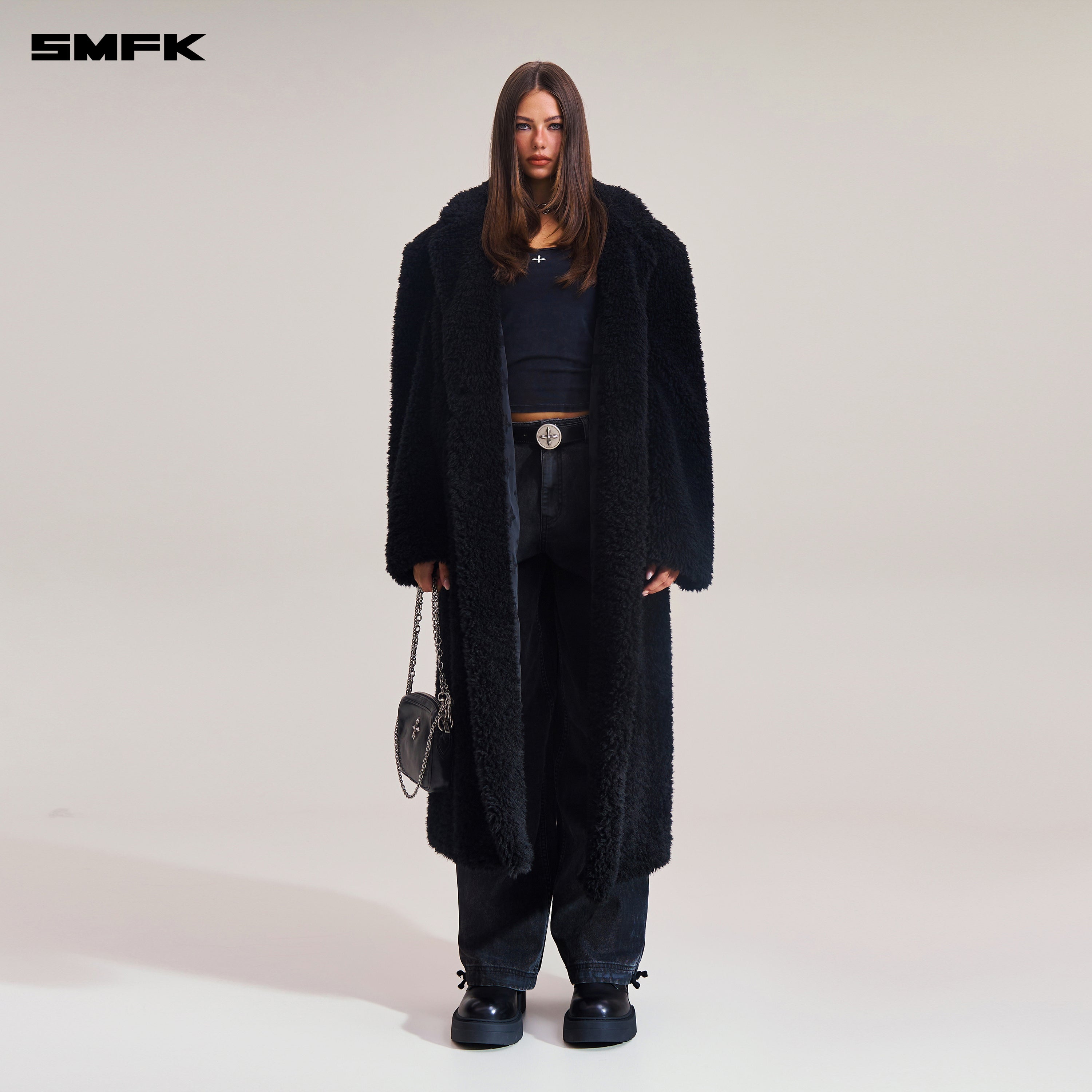 クロススタチューホーボーウールワイドコートウィルダネスブラック