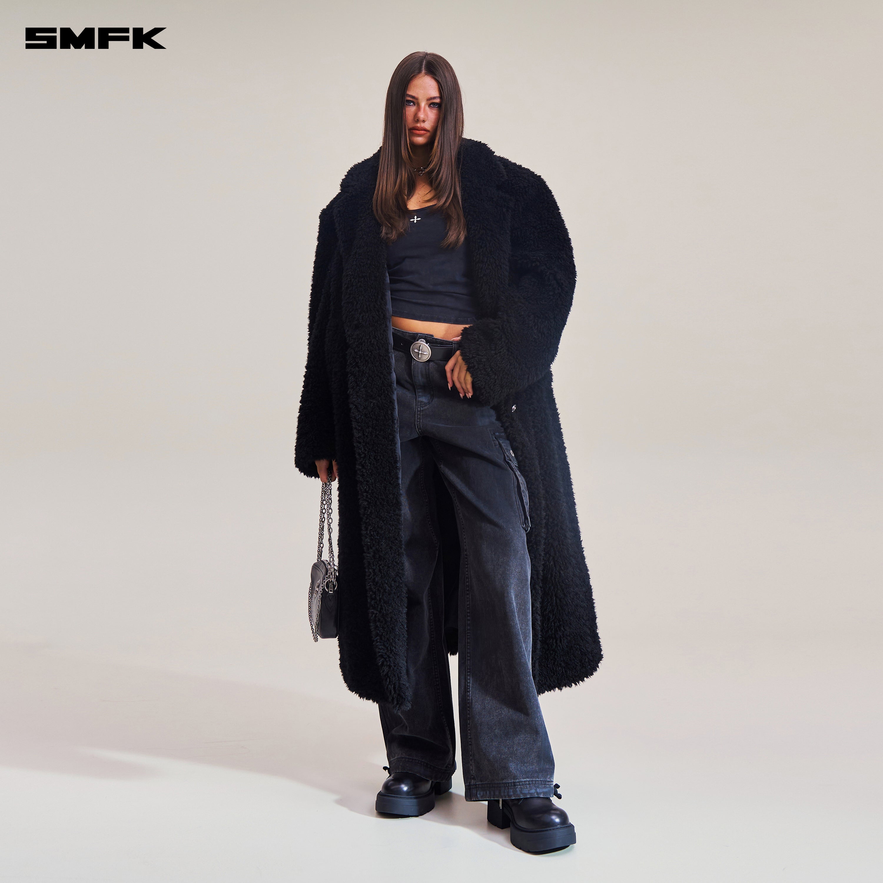 クロススタチューホーボーウールワイドコートウィルダネスブラック