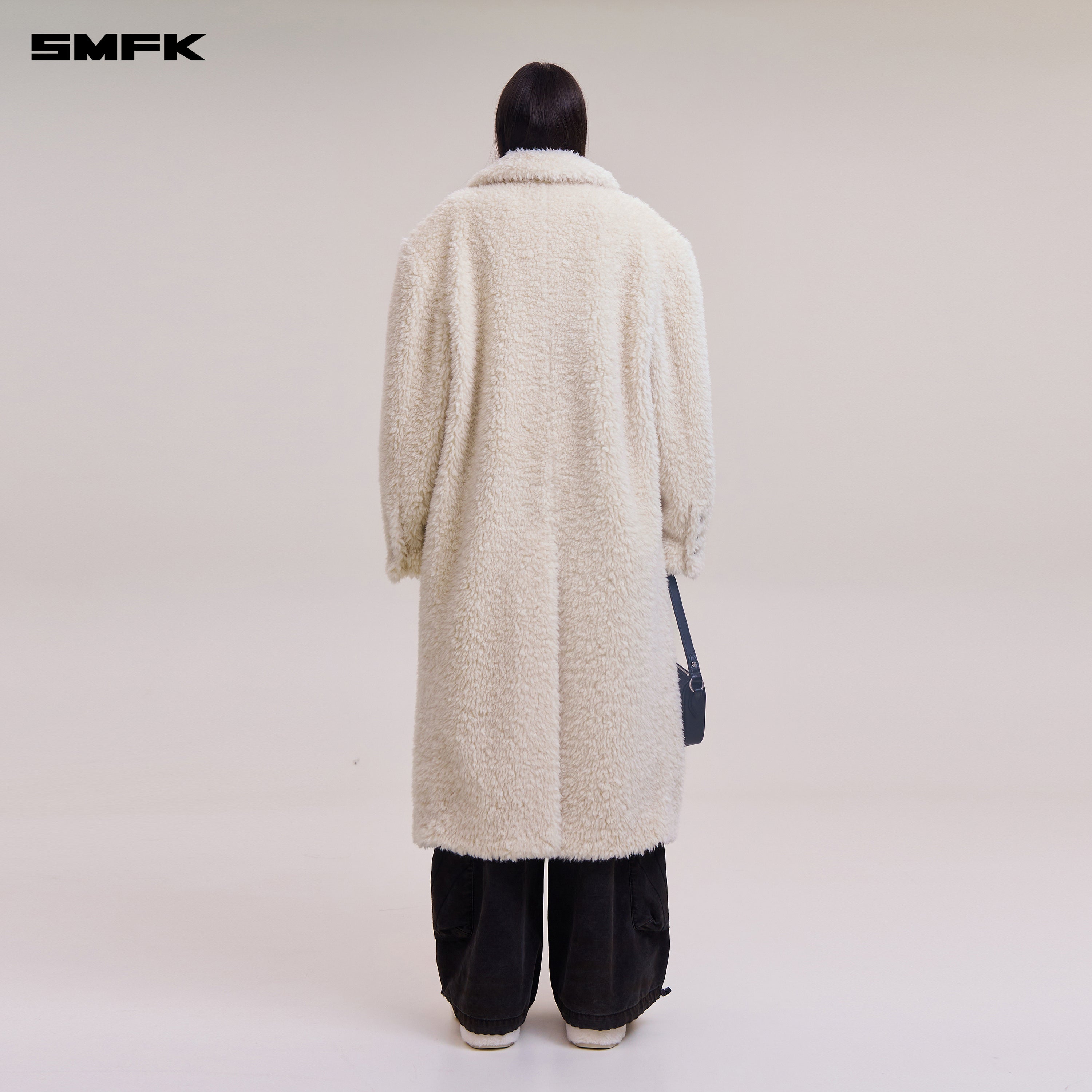 クロススタチューホーボーウールワイドコートウールホワイト