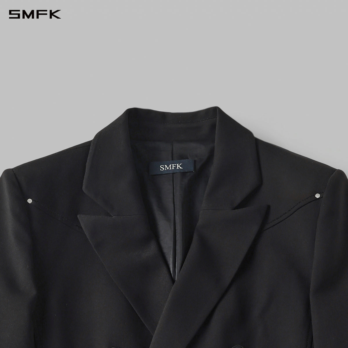 PERMANENT LOOSE DOUBLE BREASTED COAT/POLYESTER +VISCOSE +WOOL MIDNIGHT BLACK