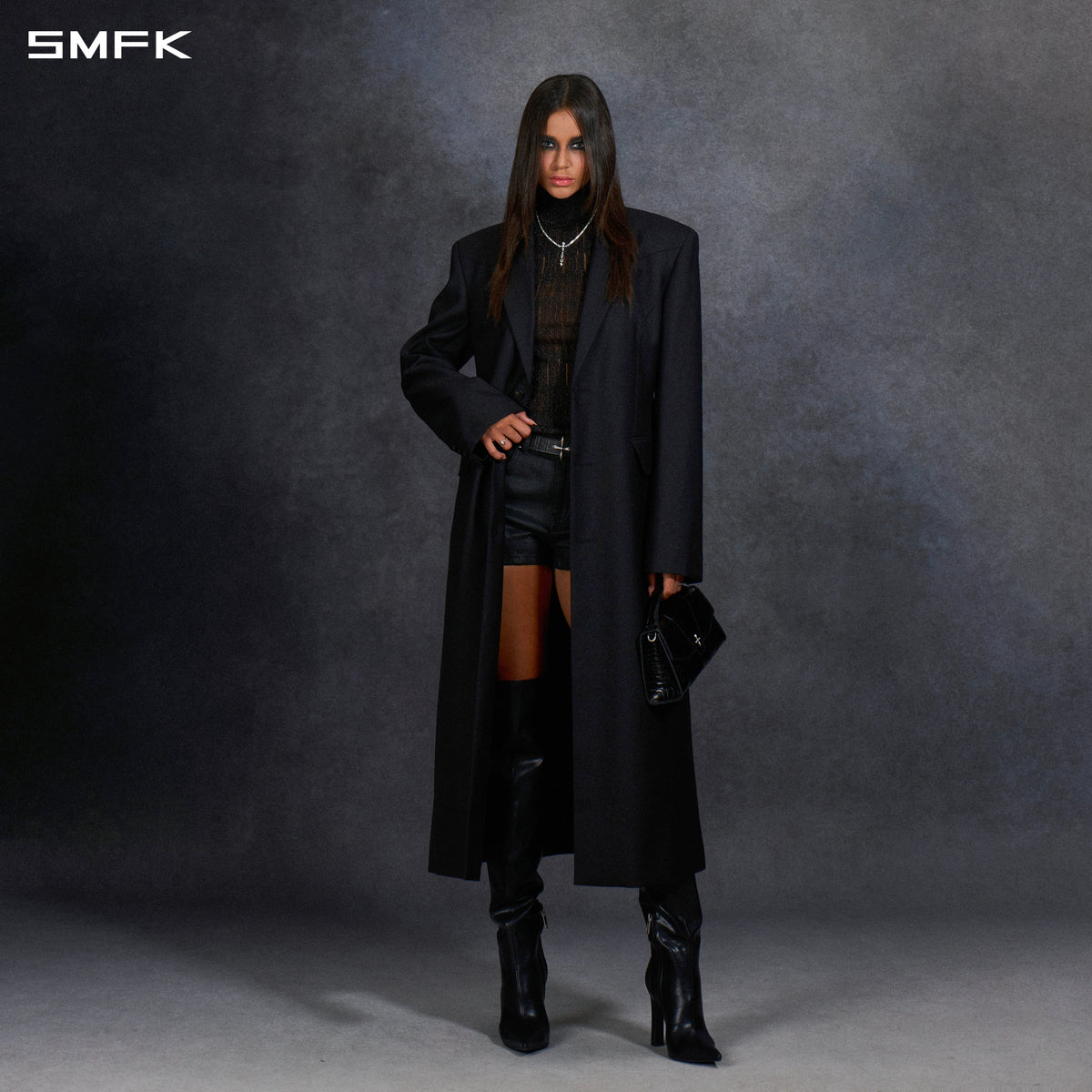 PERMANENT SLIM PROTO COAT/WOOL+POLY/W MIDNIGHT BLACK