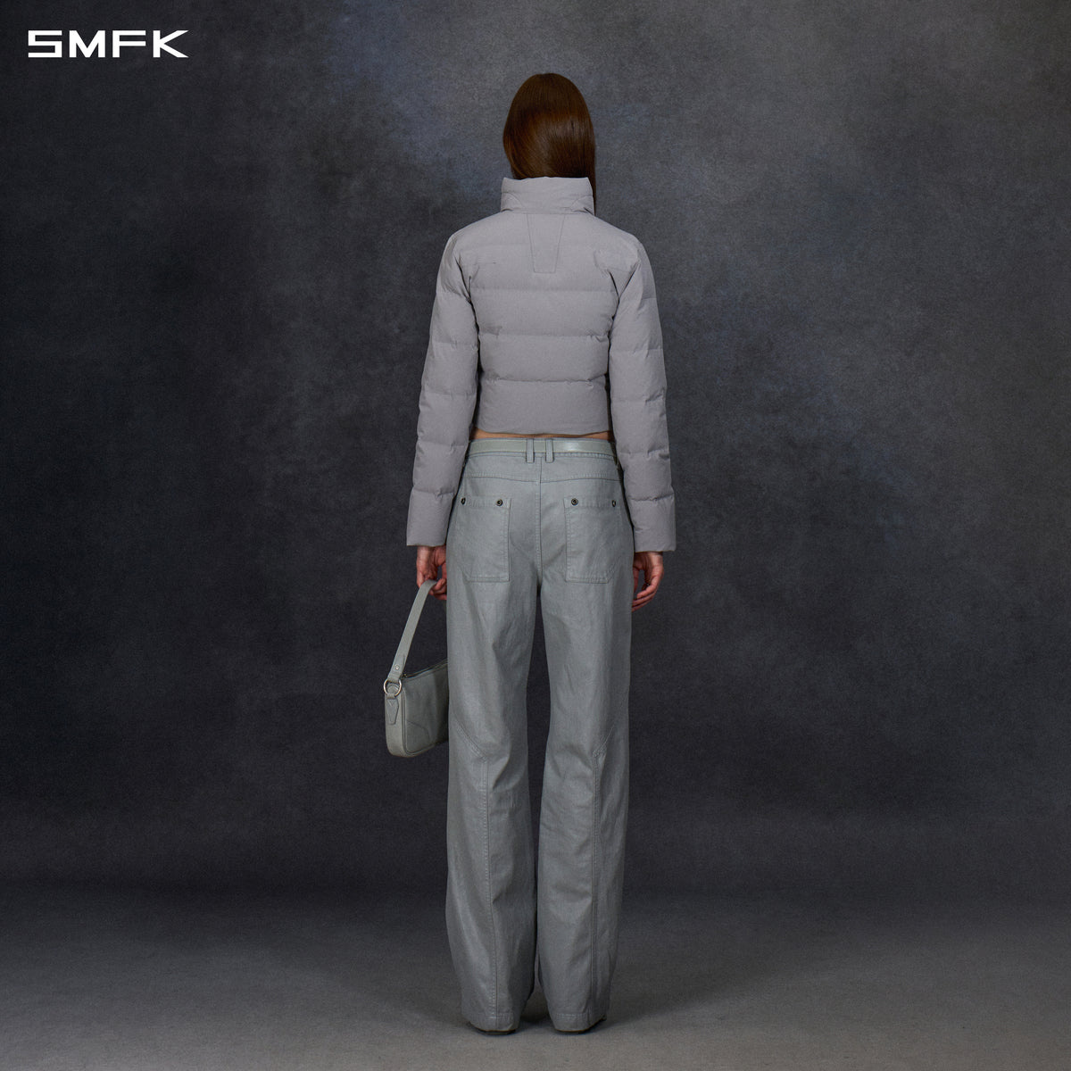 MIRAGE PSYCHIC SLIM SHORT DOWN JACKET/WHITE DUCK DOWN/W GLACIER GREY