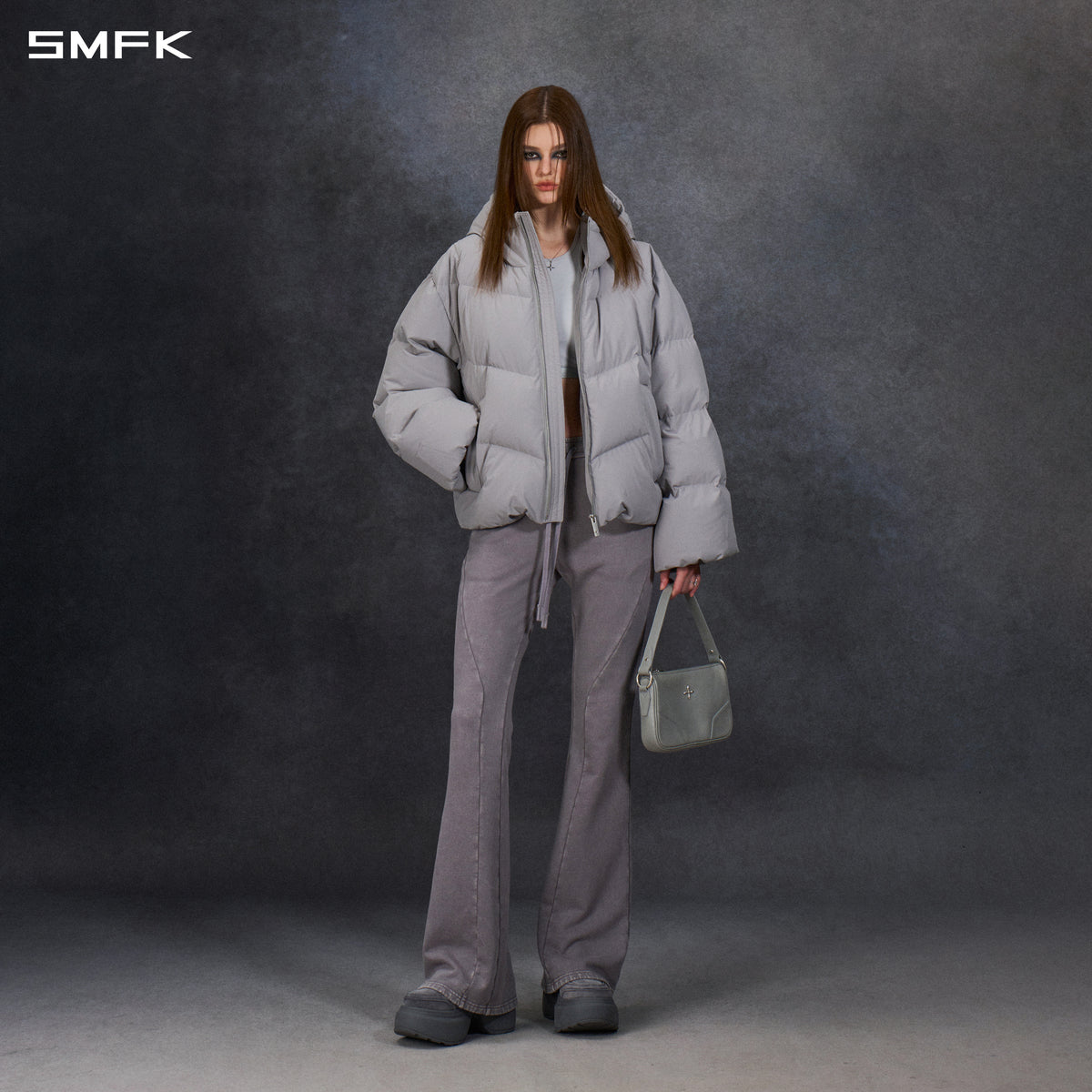 MIRAGE SNOW ALASKA DOWN  HOOD JACKET/WHITE DUCK DOWN/U GLACIER GREY