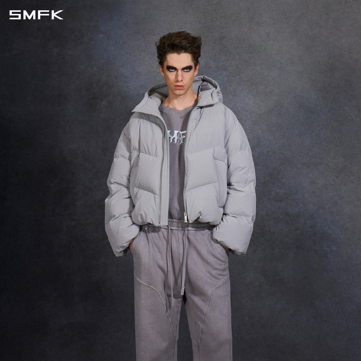 MIRAGE SNOW ALASKA DOWN  HOOD JACKET/WHITE DUCK DOWN/U GLACIER GREY