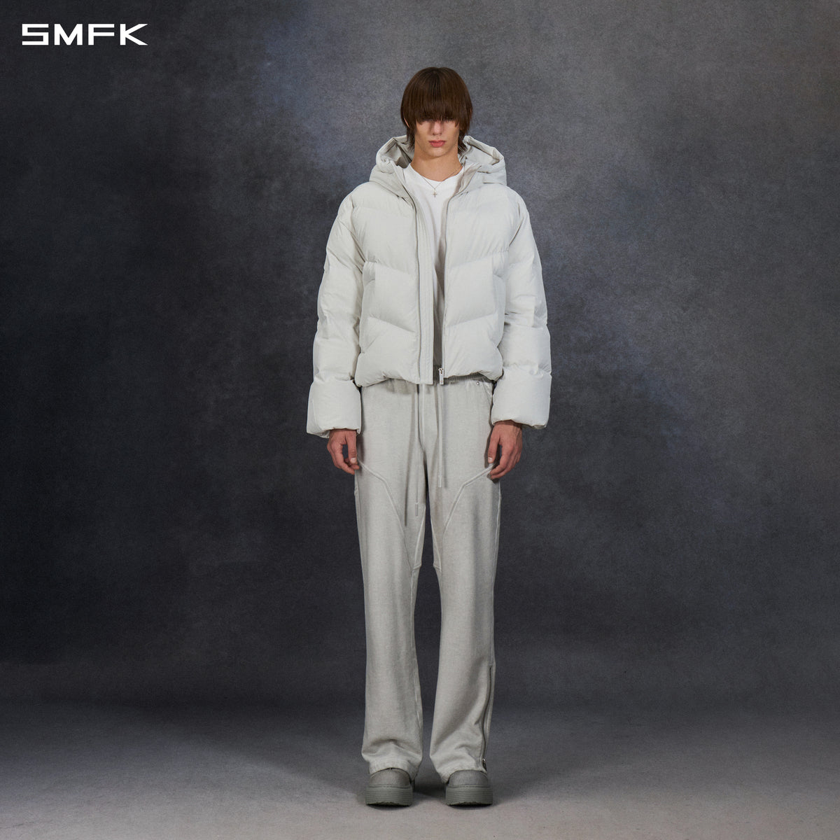 MIRAGE SNOW ALASKA DOWN  HOOD JACKET/WHITE DUCK DOWN/U WHITE GREY