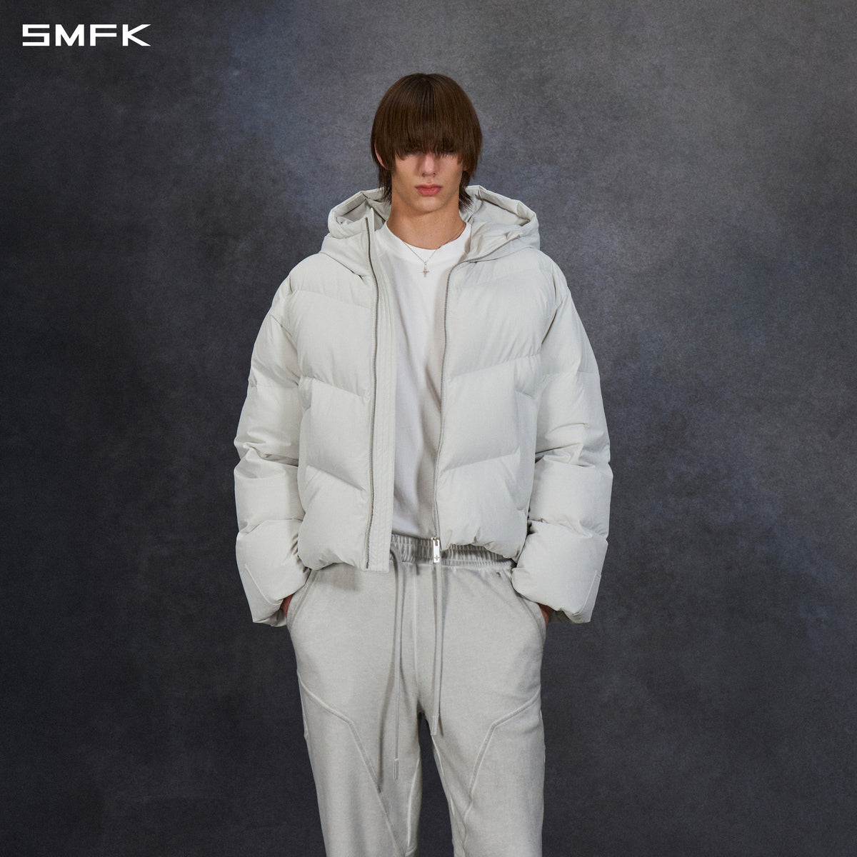 MIRAGE SNOW ALASKA DOWN  HOOD JACKET/WHITE DUCK DOWN/U WHITE GREY