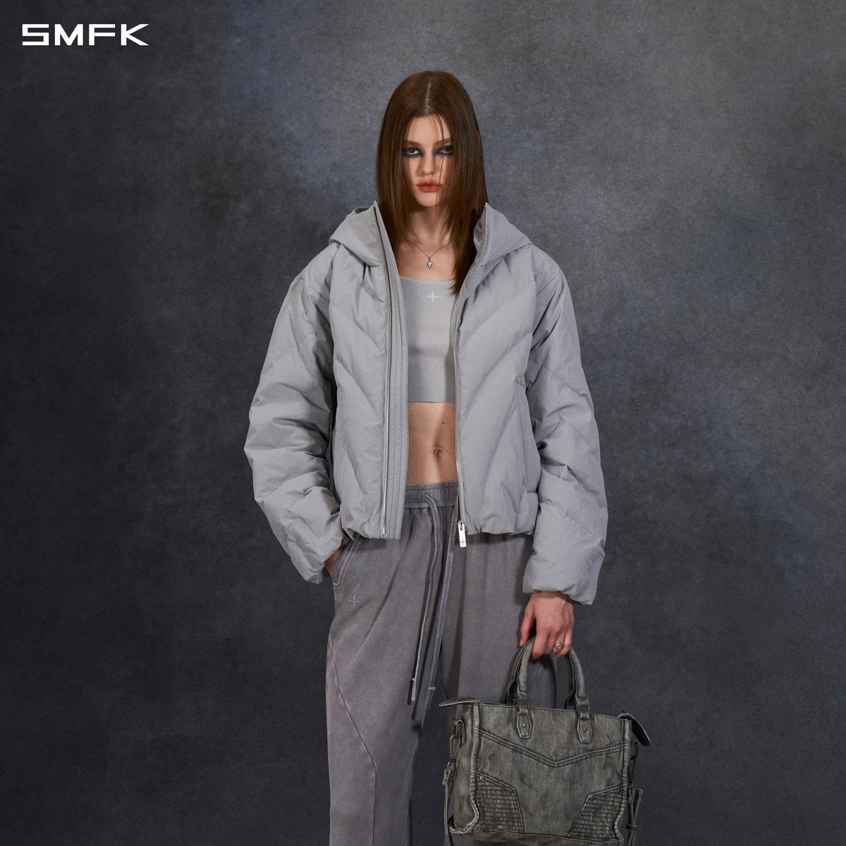 MIRAGE POLAR FIT HOOD DOWN JACKET/WHITE DUCK DOWN/U GLACIER GREY