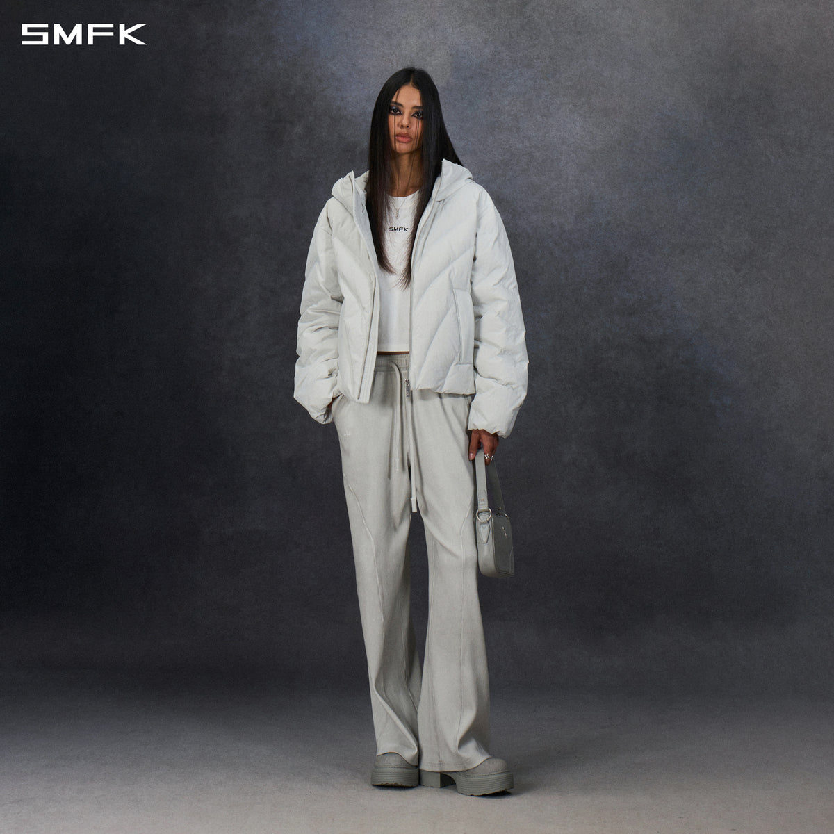 MIRAGE POLAR FIT HOOD DOWN JACKET/WHITE DUCK DOWN/U WHITE GREY