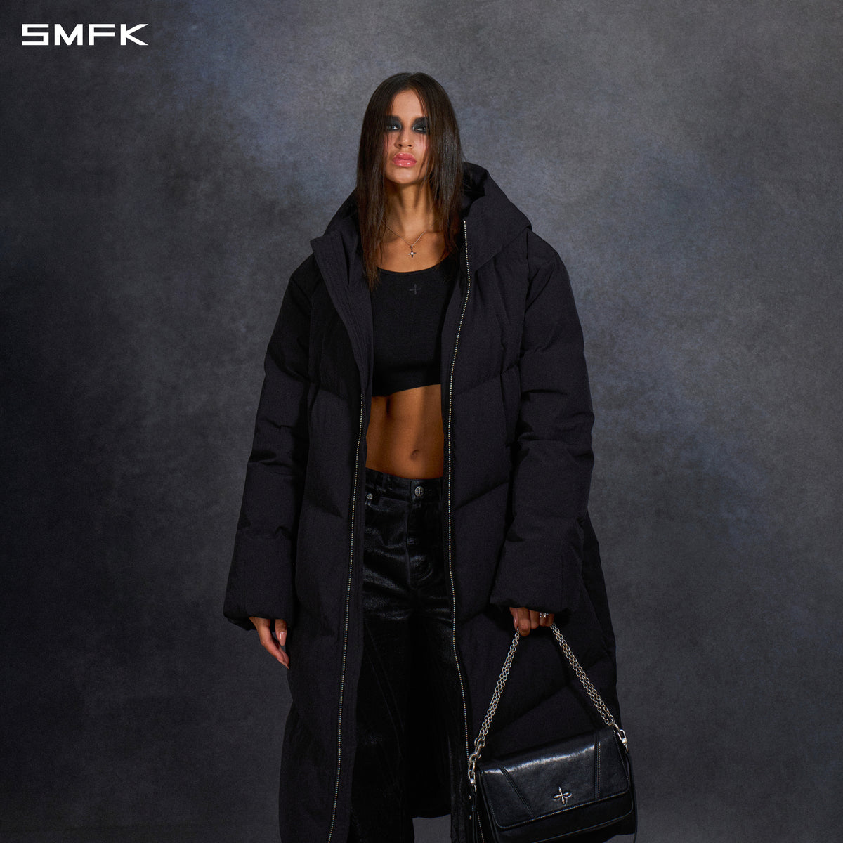 MIRAGE PSYCHIC LOOSE DOWN COAT/  WHITE DUCK DOWN/U WILD BLACK