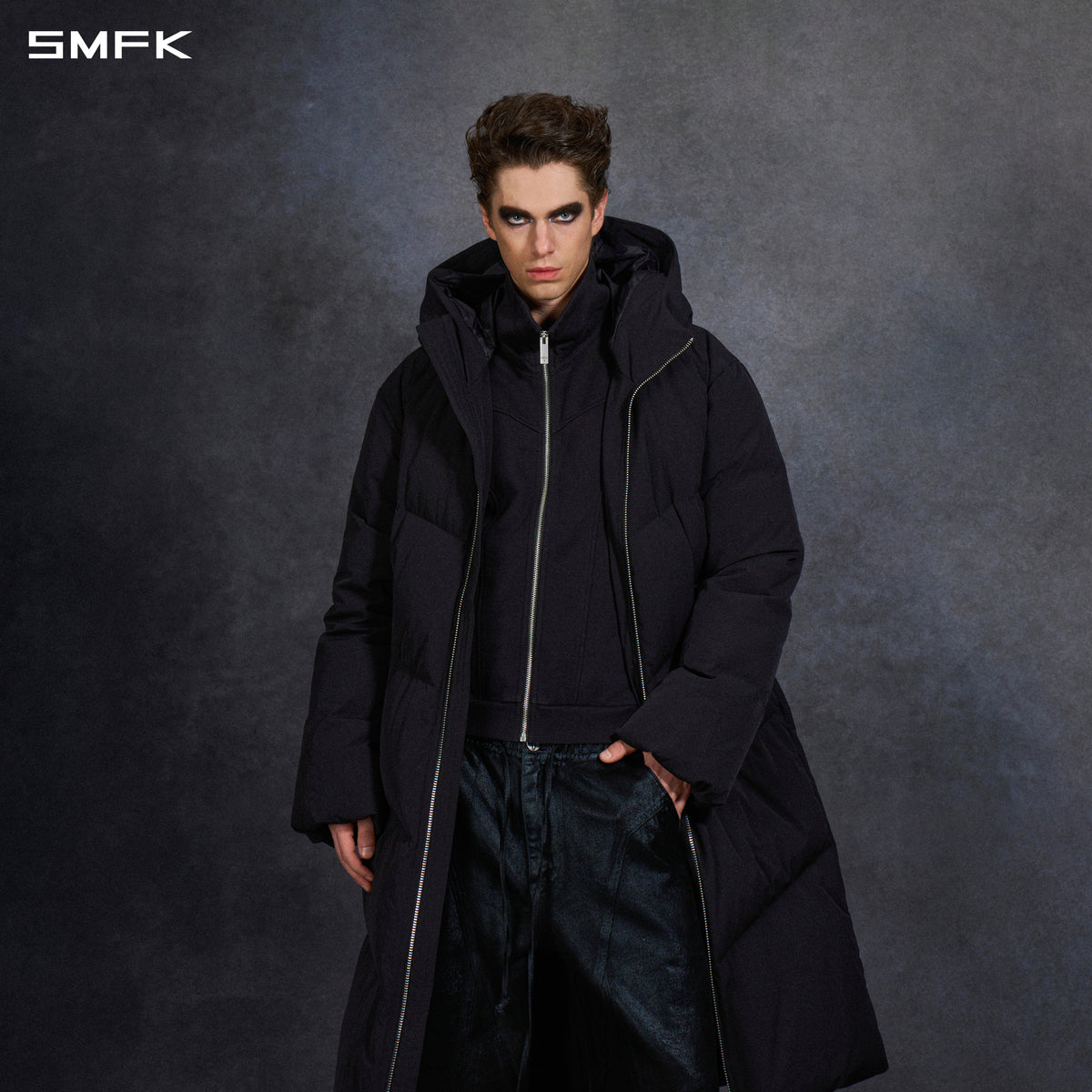 MIRAGE PSYCHIC LOOSE DOWN COAT/  WHITE DUCK DOWN/U WILD BLACK