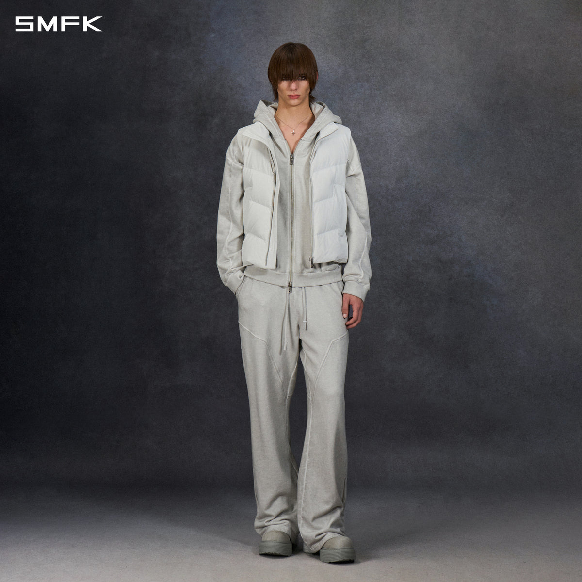 MIRAGE PSYCHIC FIT DOWN VEST/WHITE DUCK DOWN/U WHITE GREY