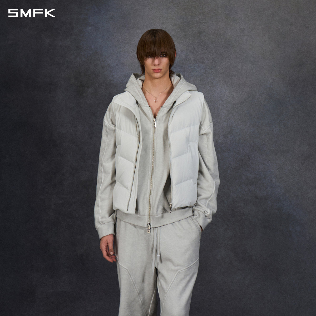 MIRAGE PSYCHIC FIT DOWN VEST/WHITE DUCK DOWN/U WHITE GREY