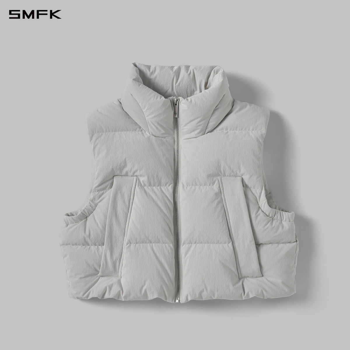 MYTH AEOLUS SHORT DOWN VEST/WHITE DUCK DOWN/W WHITE GREY