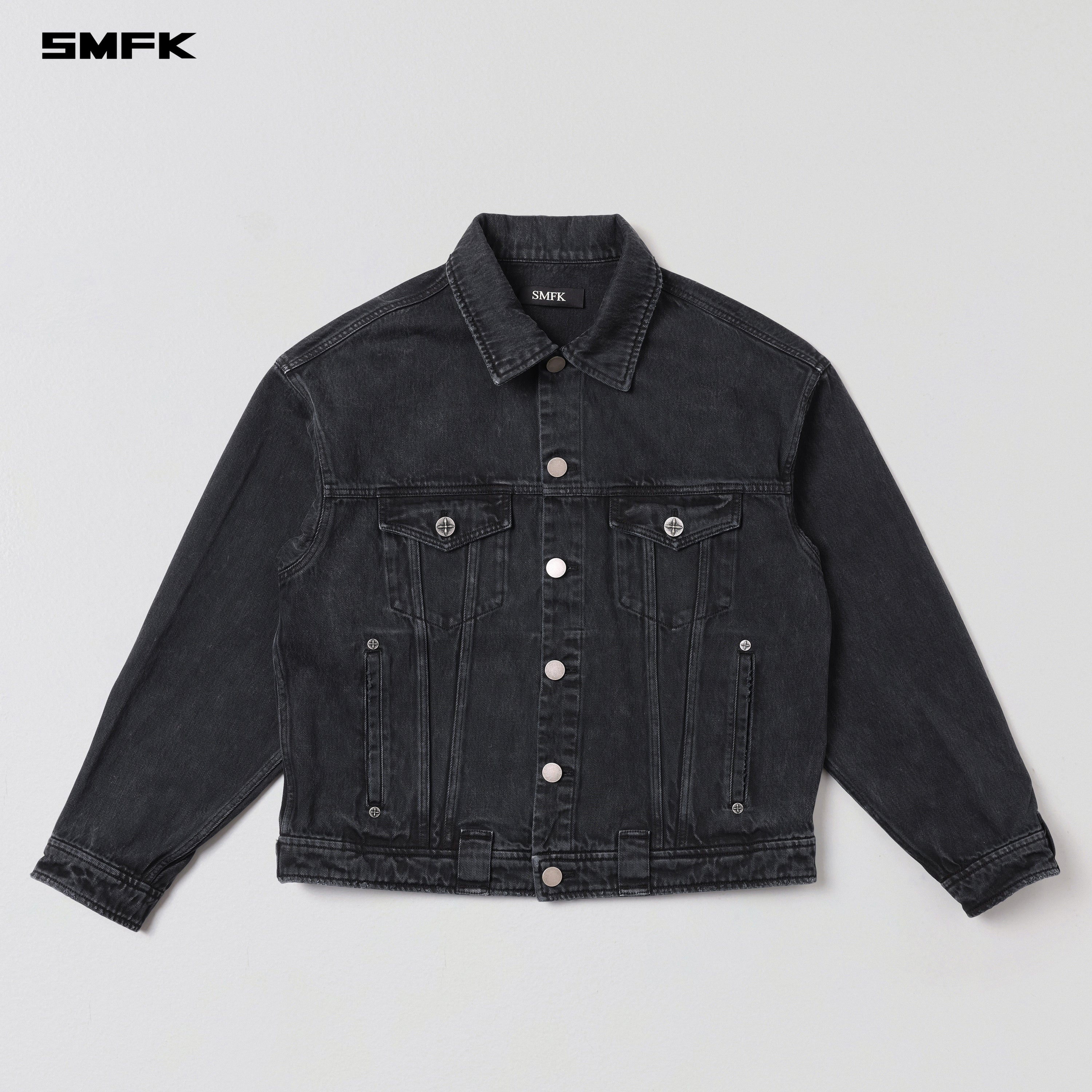 VINTAGE VANISH LOOSE DENIM JACKET/GARMENT DYE VANISH BLACK