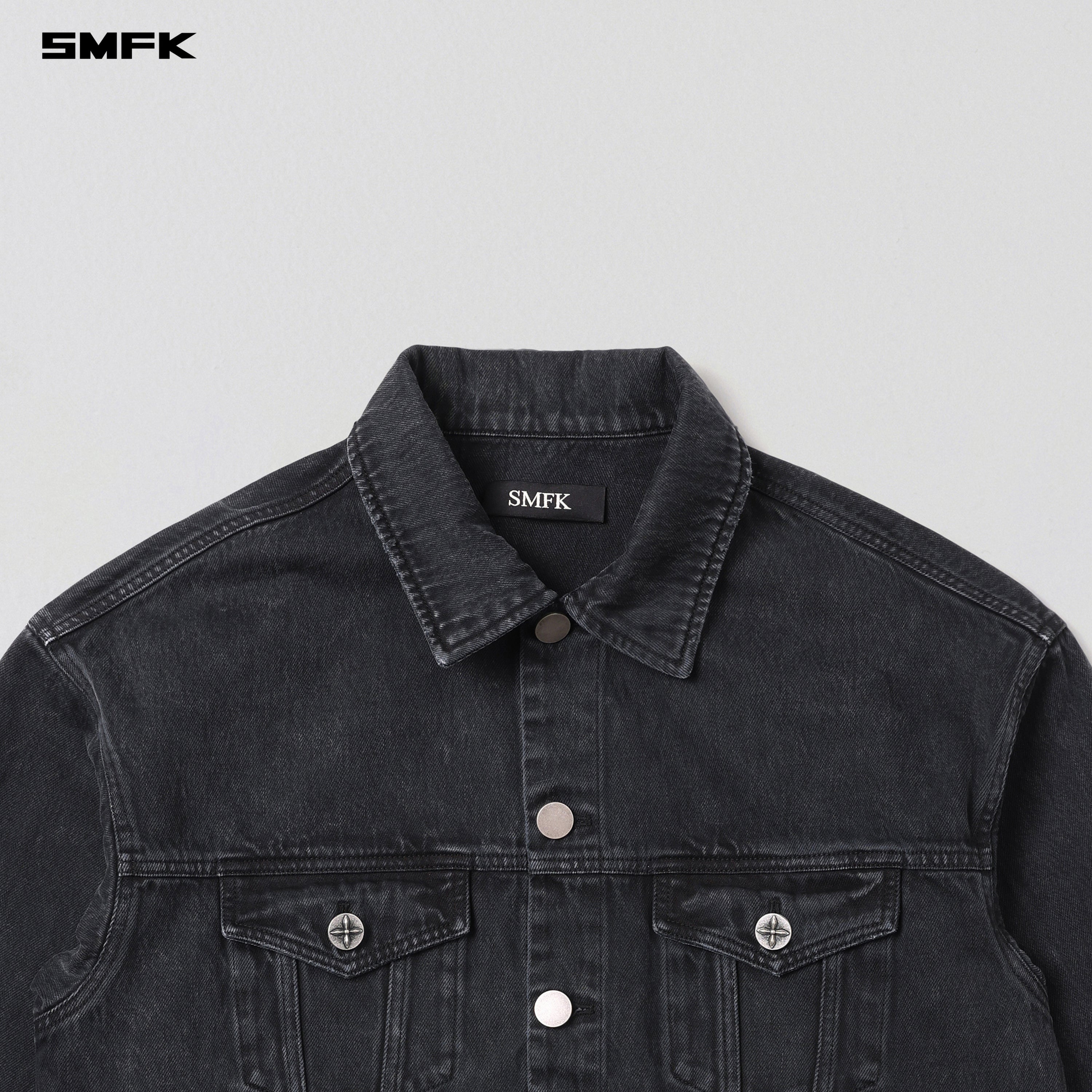 VINTAGE VANISH LOOSE DENIM JACKET/GARMENT DYE VANISH BLACK