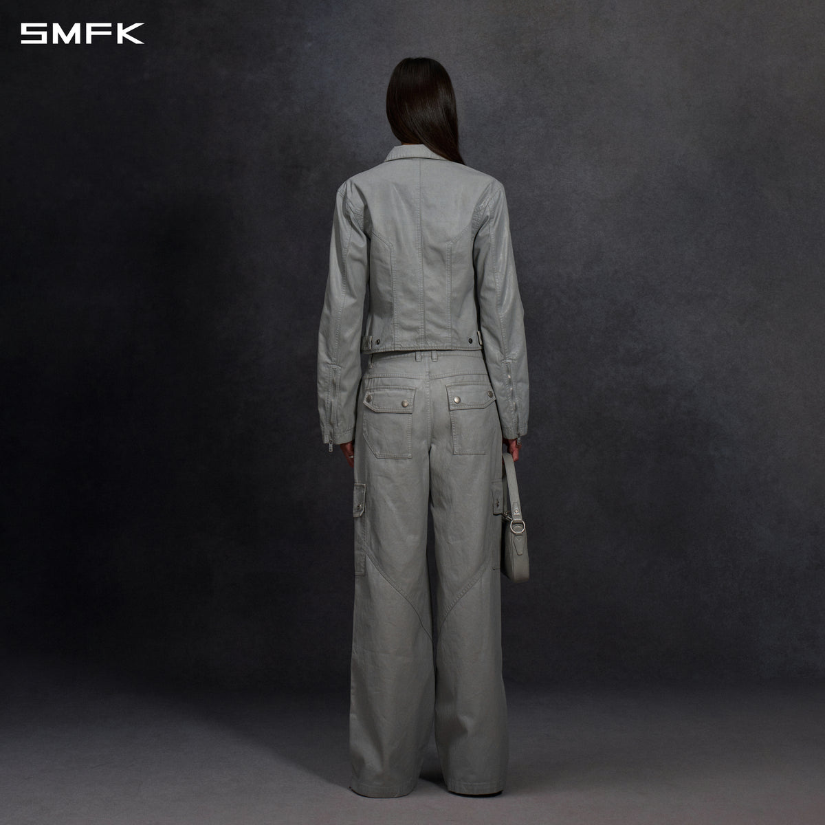 MYTH AEOLUS SYMMETRY WAX SLIM CARGO JACKET /WAX COTTON CLOUD GREY