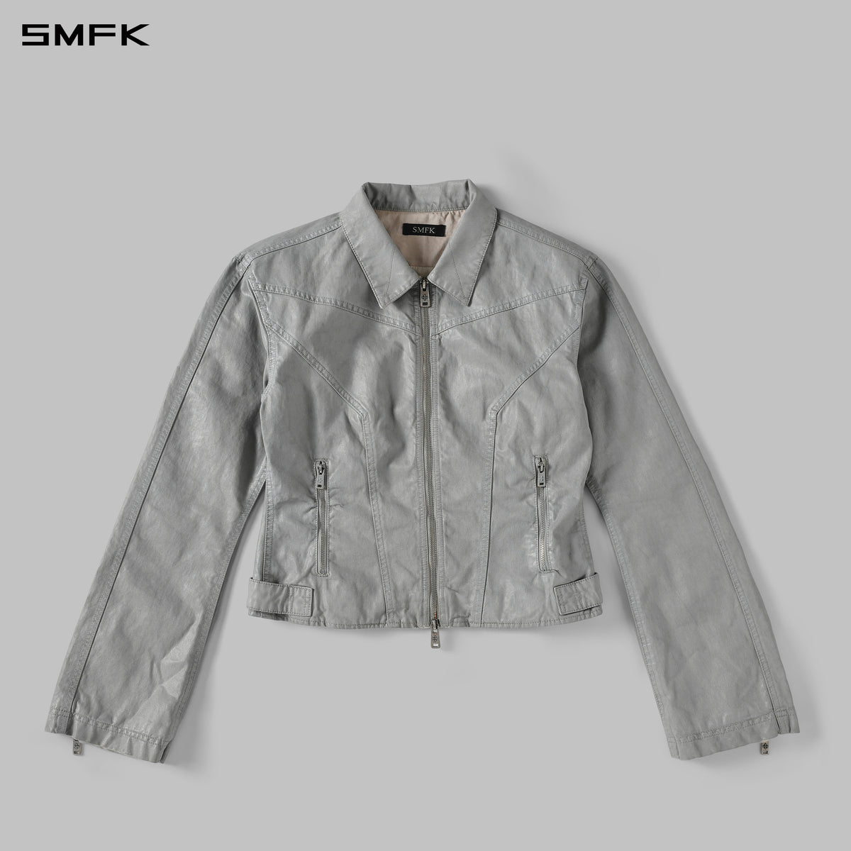 MYTH AEOLUS SYMMETRY WAX SLIM CARGO JACKET /WAX COTTON CLOUD GREY