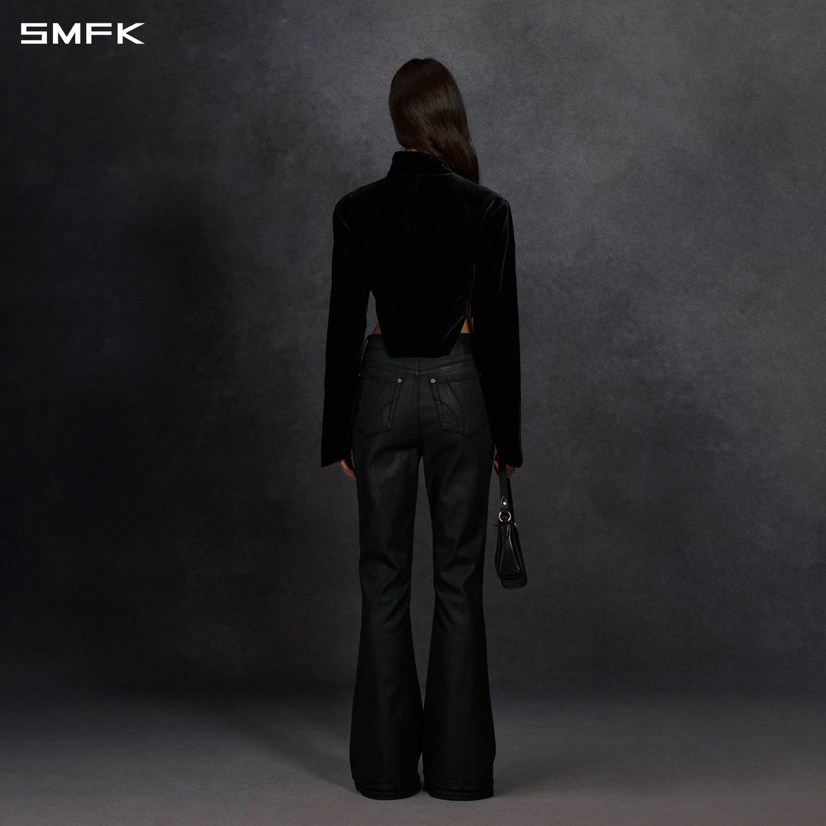 MYTH AEOLUS SYMMETRY CUT VELVET CARGO JACKET /SILK VELVET BLACK VELVET