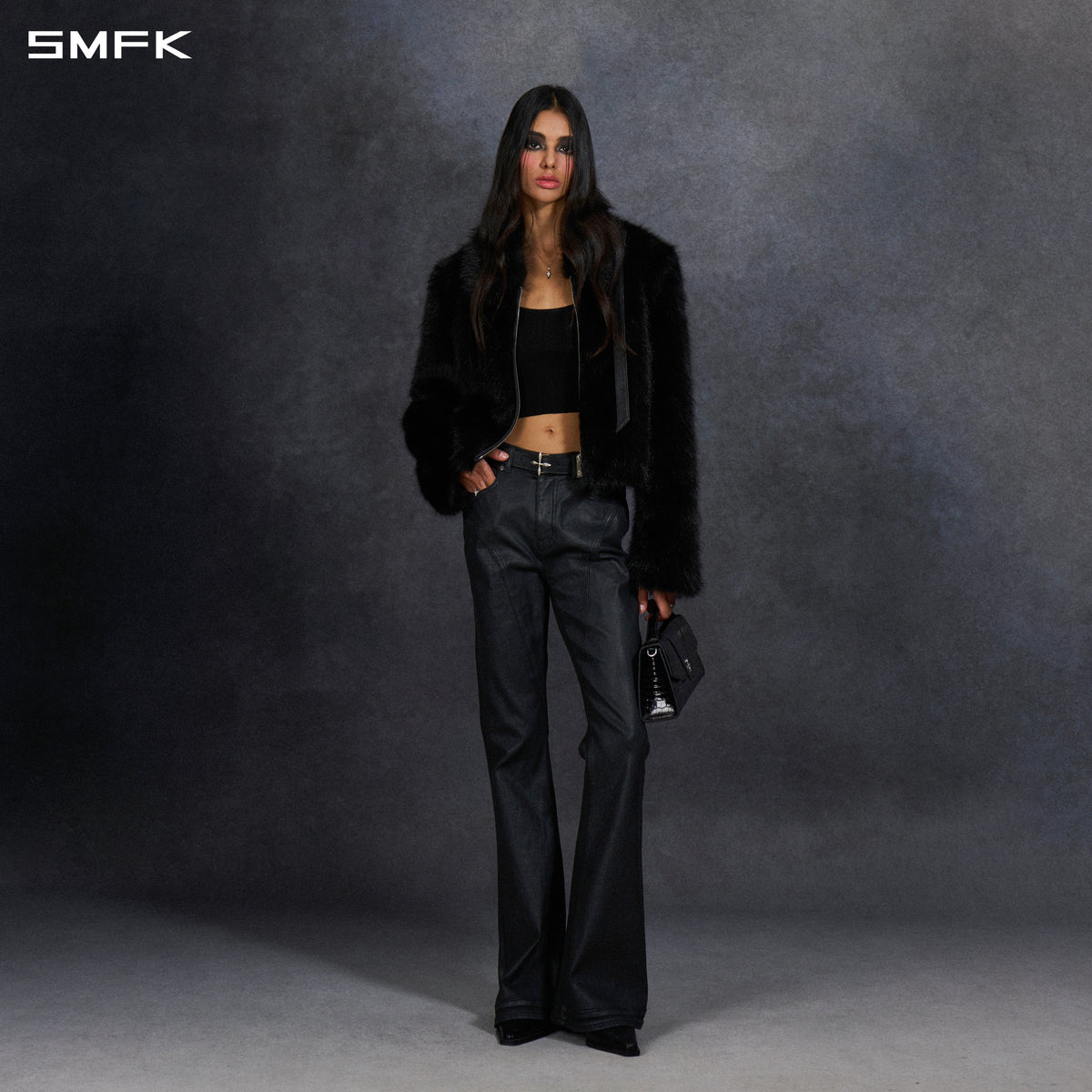 PERMANENT MUSE FAUX FUR SHORT JACKET/POLYESTER/W WILD BLACK