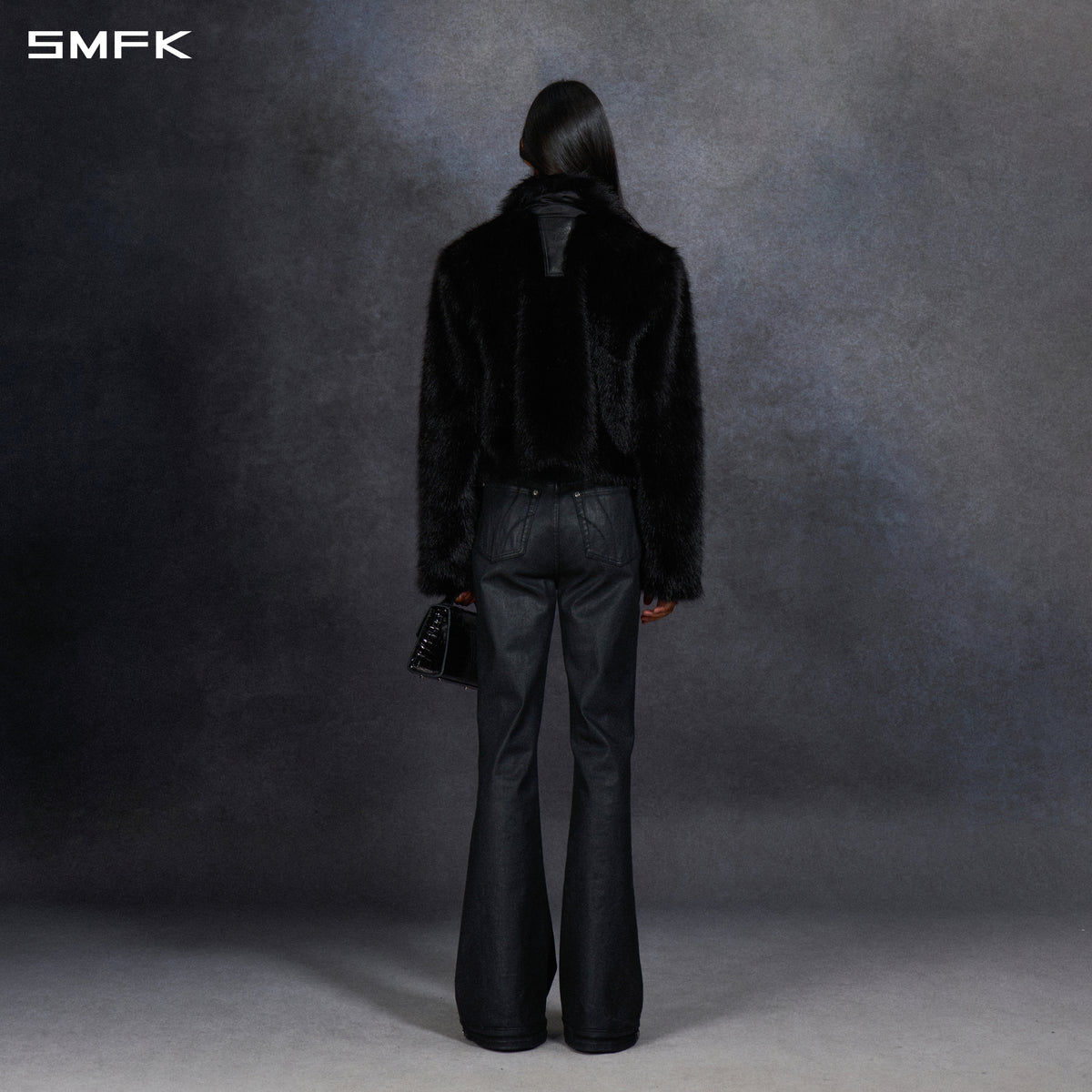 PERMANENT MUSE FAUX FUR SHORT JACKET/POLYESTER/W WILD BLACK