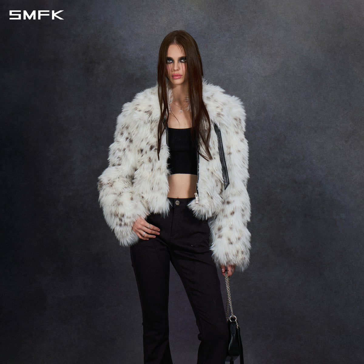 PERMANENT MUSE FAUX FUR SHORT JACKET/POLYESTER/W LYNX